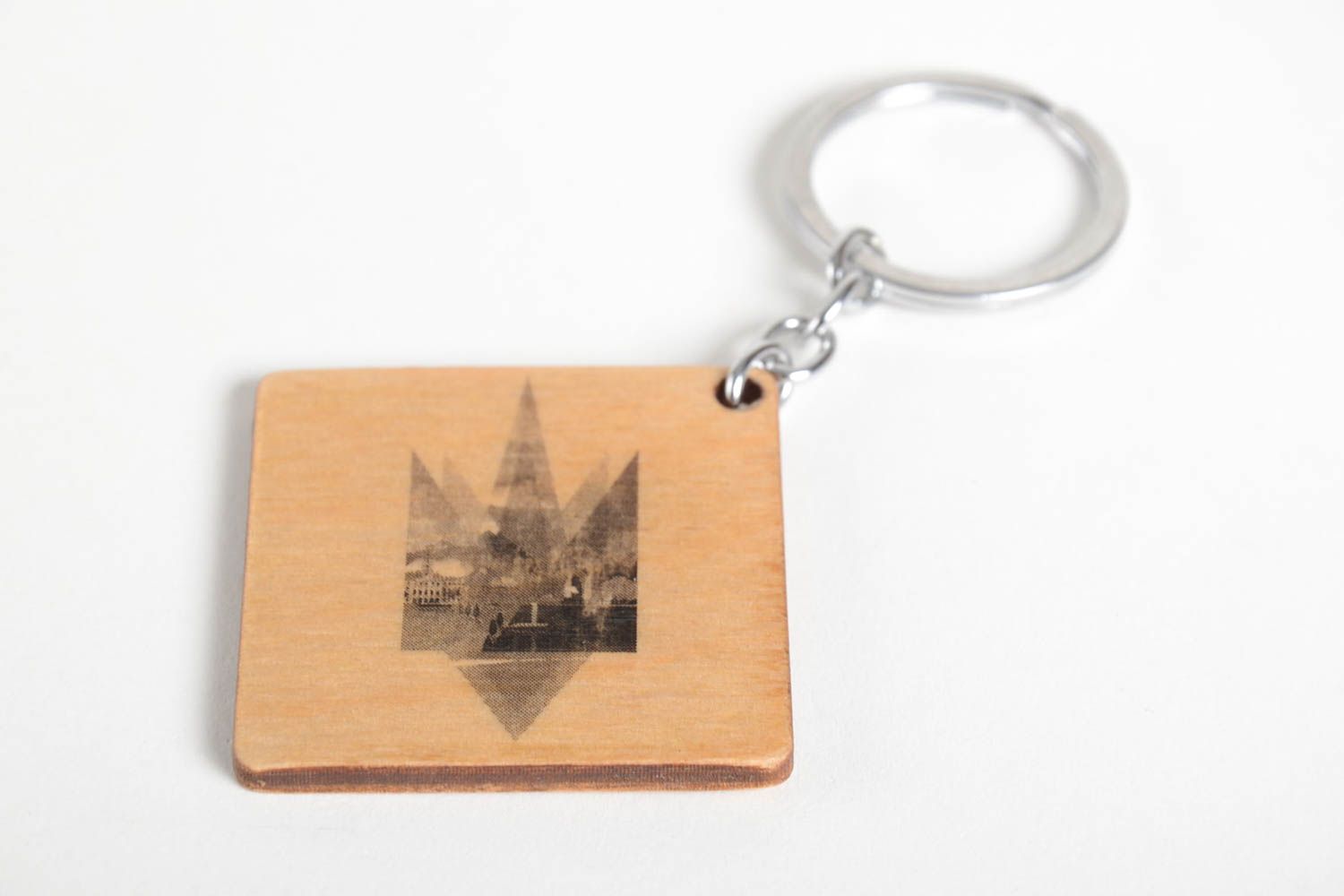 Homemade wooden keychain designer accessories key ring souvenir ideas cool gifts photo 3
