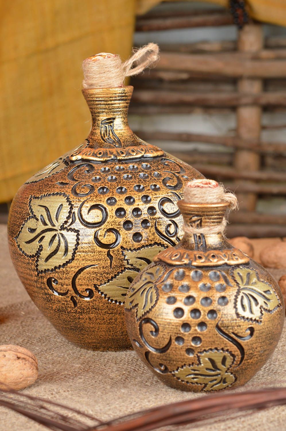 Geschirr Set handmade dekorative Flaschen Haus Deko Keramik Geschirr 2 Stück foto 1