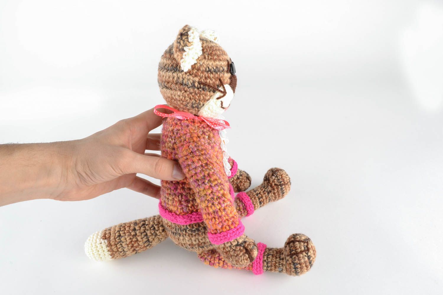 Giocattolo a maglia fatto a mano pupazzo morbido a forma di gatto da bambini foto 5