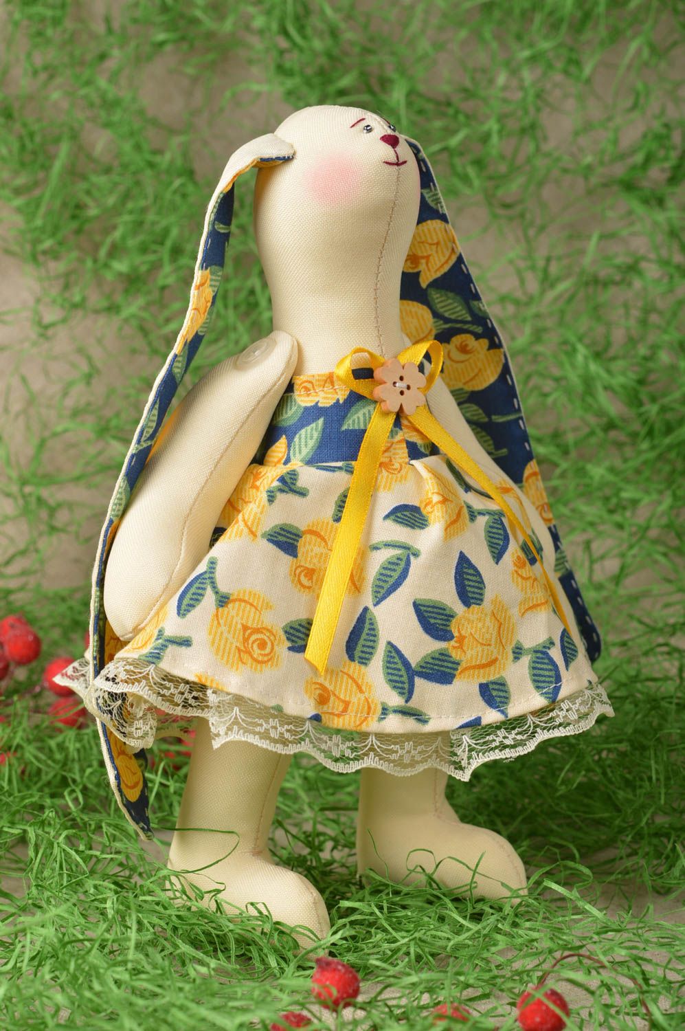 Handmade designer soft toy unusual stylish textile toy cute rabbit gift photo 1