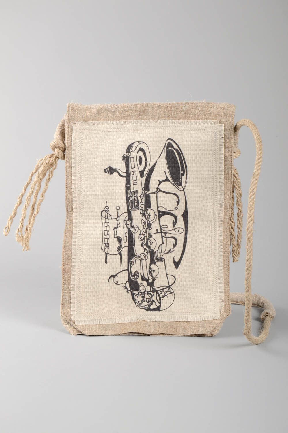 Mochila hecha a mano de lino bandolera de tela regalo original para mujer foto 1