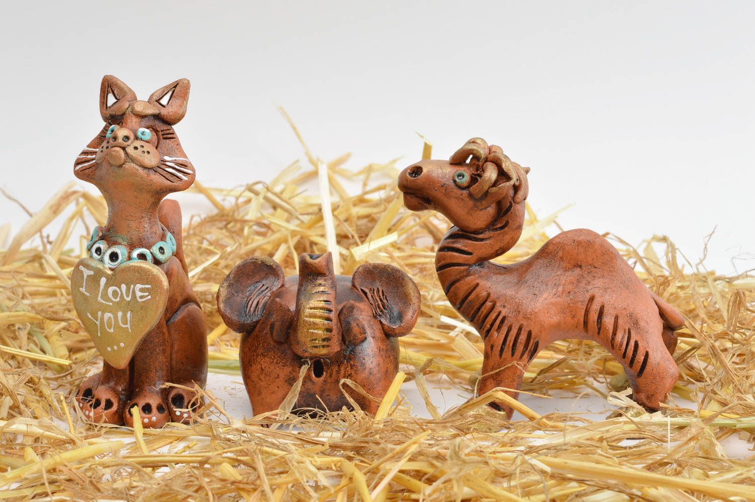 Figurines miniatures fait main Objets décoratifs 3 animaux Décoration maison photo 1