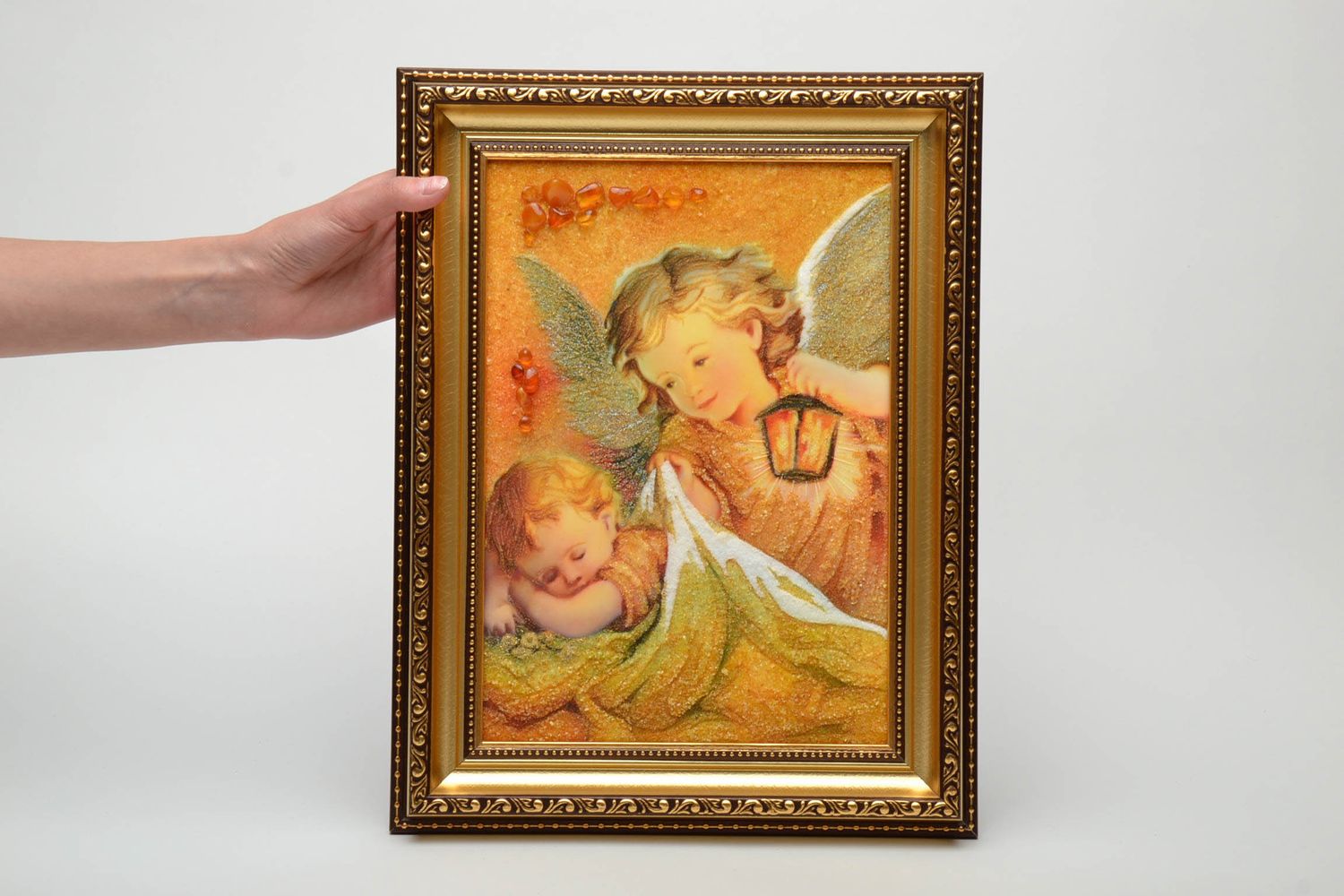 Картина на стену с янтарем Ангел фото 5