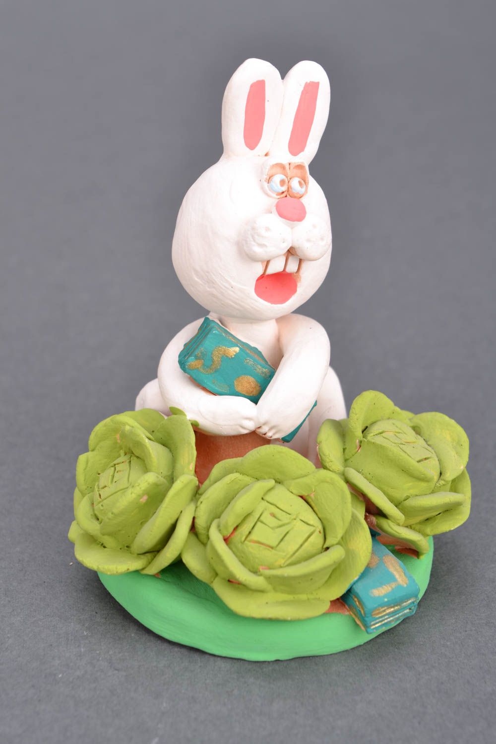 Керамическая статуэтка Кролик с капустой фото 3