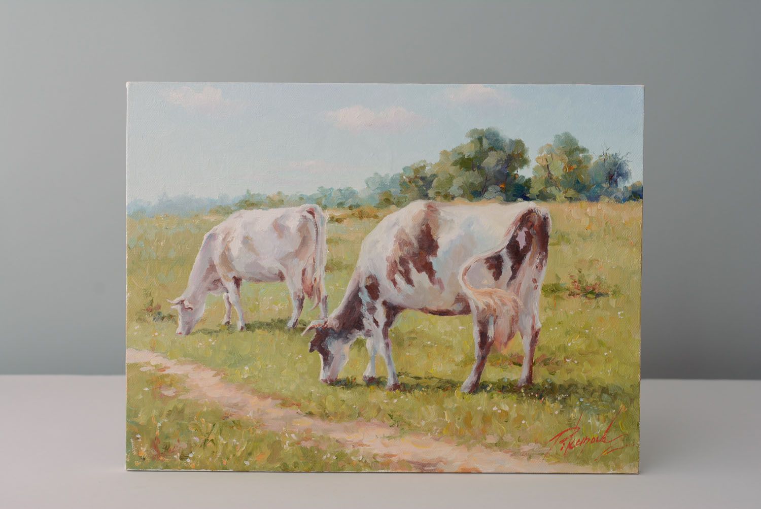 Cuadro original al óleo “Las vacas” foto 1