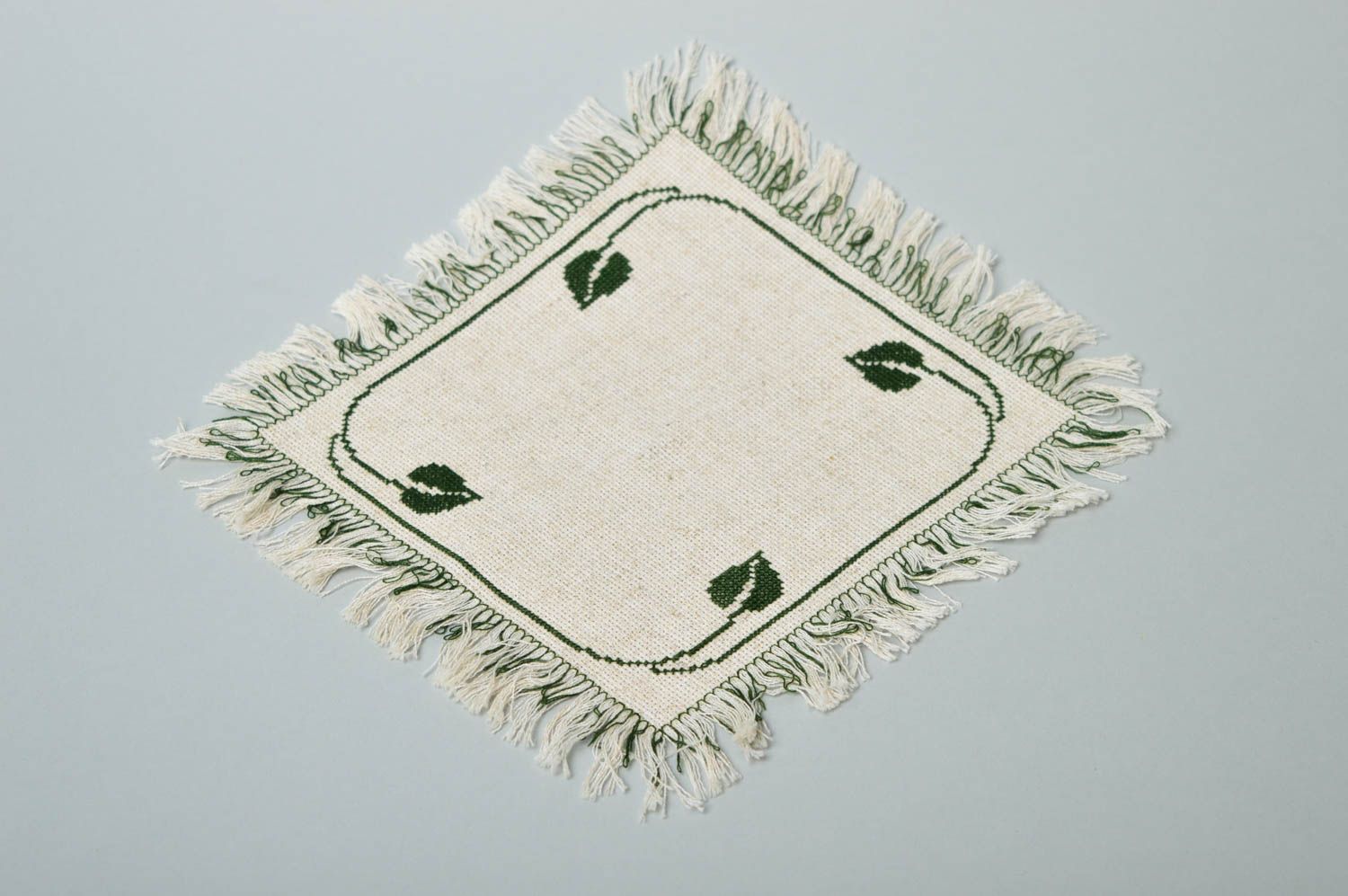 Домашний текстиль ручной работы льняная салфетка большая вышитая салфетка фото 4