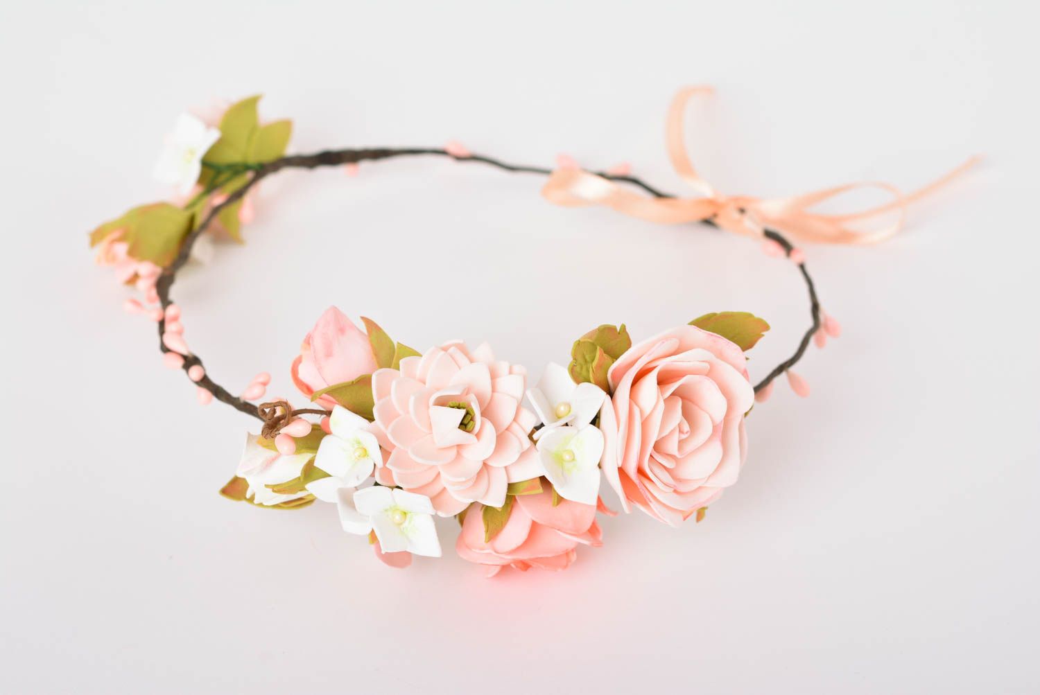 Stylish unusual hair accessory handmade pink headband designer present  photo 1