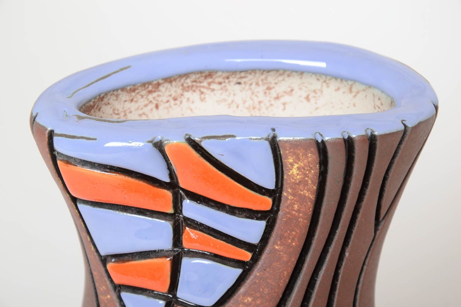 Handmade Keramik Vase Haus Deko ausgefallene Vase bemalt 1200 ml schön foto 3
