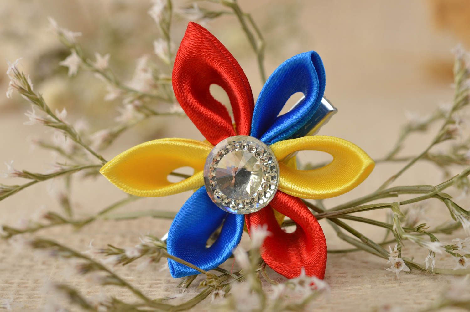 Handmade hair clip flowers for hair kanzashi flowers gifts for baby girl photo 1