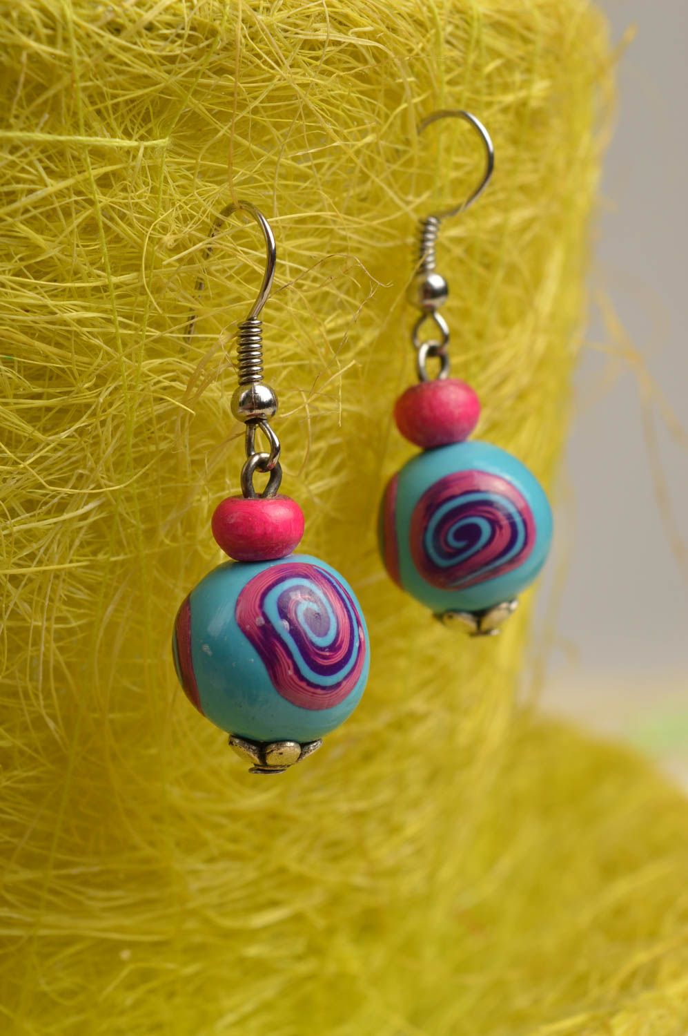 Handmade designer earrings unusual clay earrings bright cute earrings photo 1
