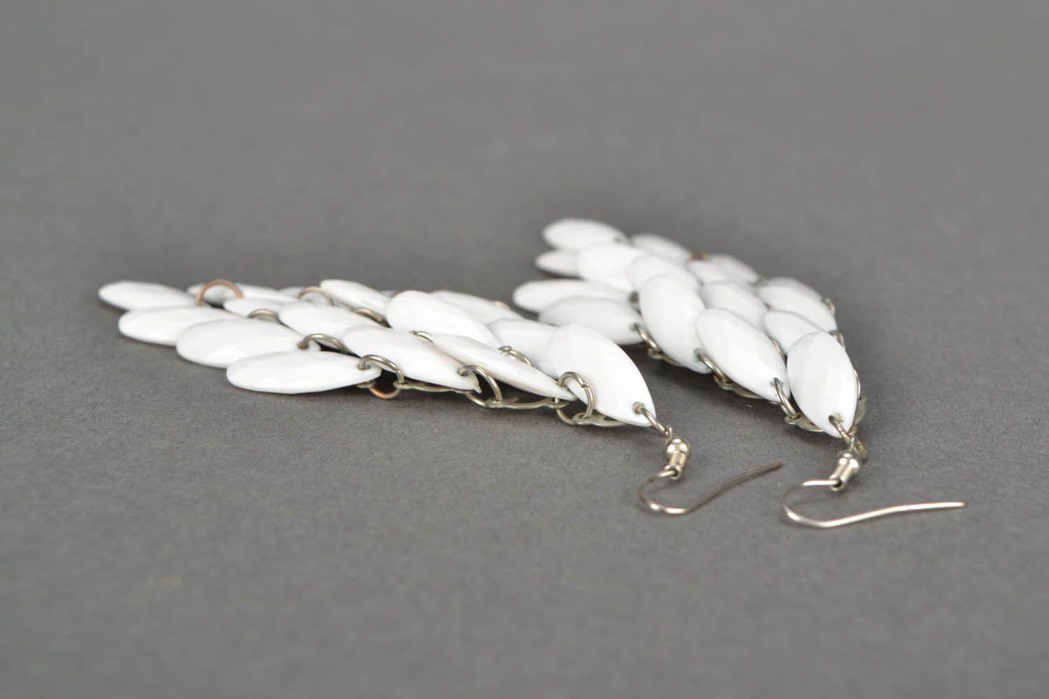 Earrings made of plastic beads Feathers photo 5