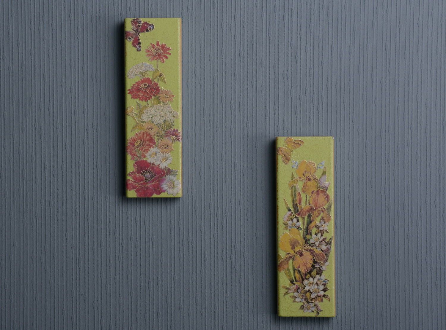 Conjunto de paneles de pared Amapolas y flores de iris foto 5