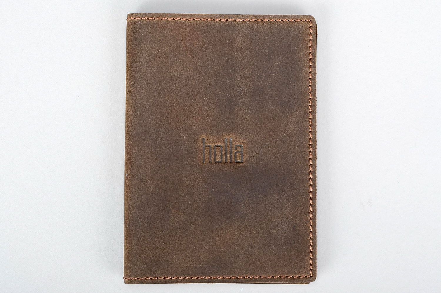 Leather passport cover brown photo 1