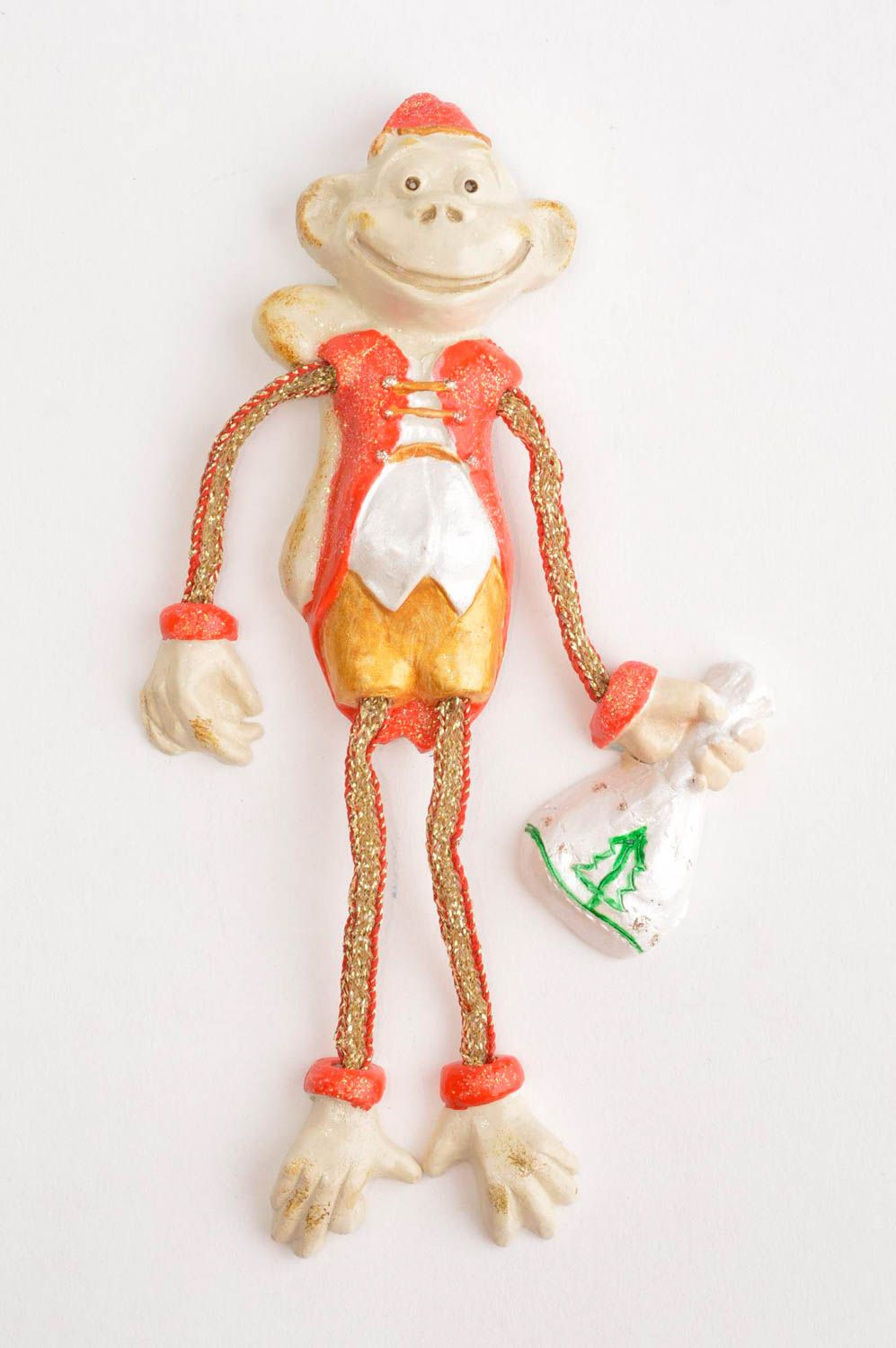 Магнит на холодильник handmade декор для дома сувенир из гипса в виде обезьяны фото 2