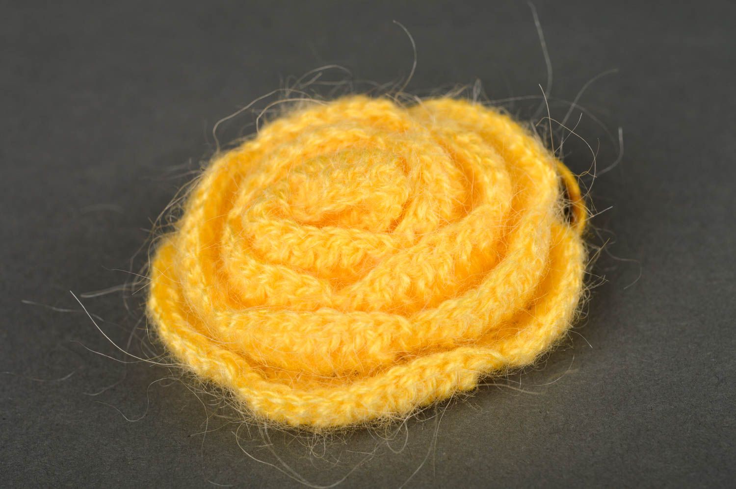 Handmade crocheted hair tie unusual yellow accessory textile hair tie photo 2