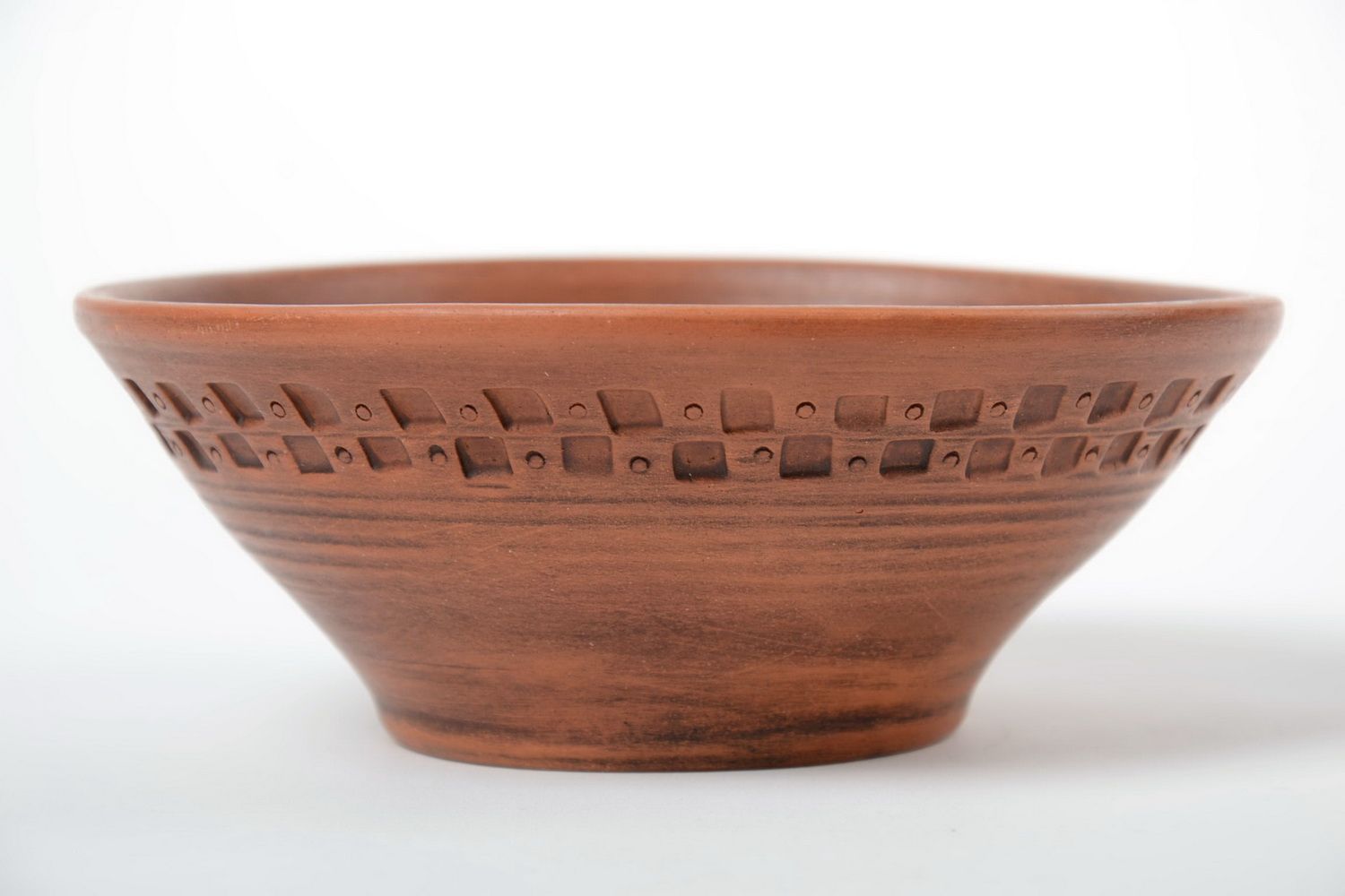 Escudilla de cerámica marrón hecha a mano original 350 ml con ornamento foto 2