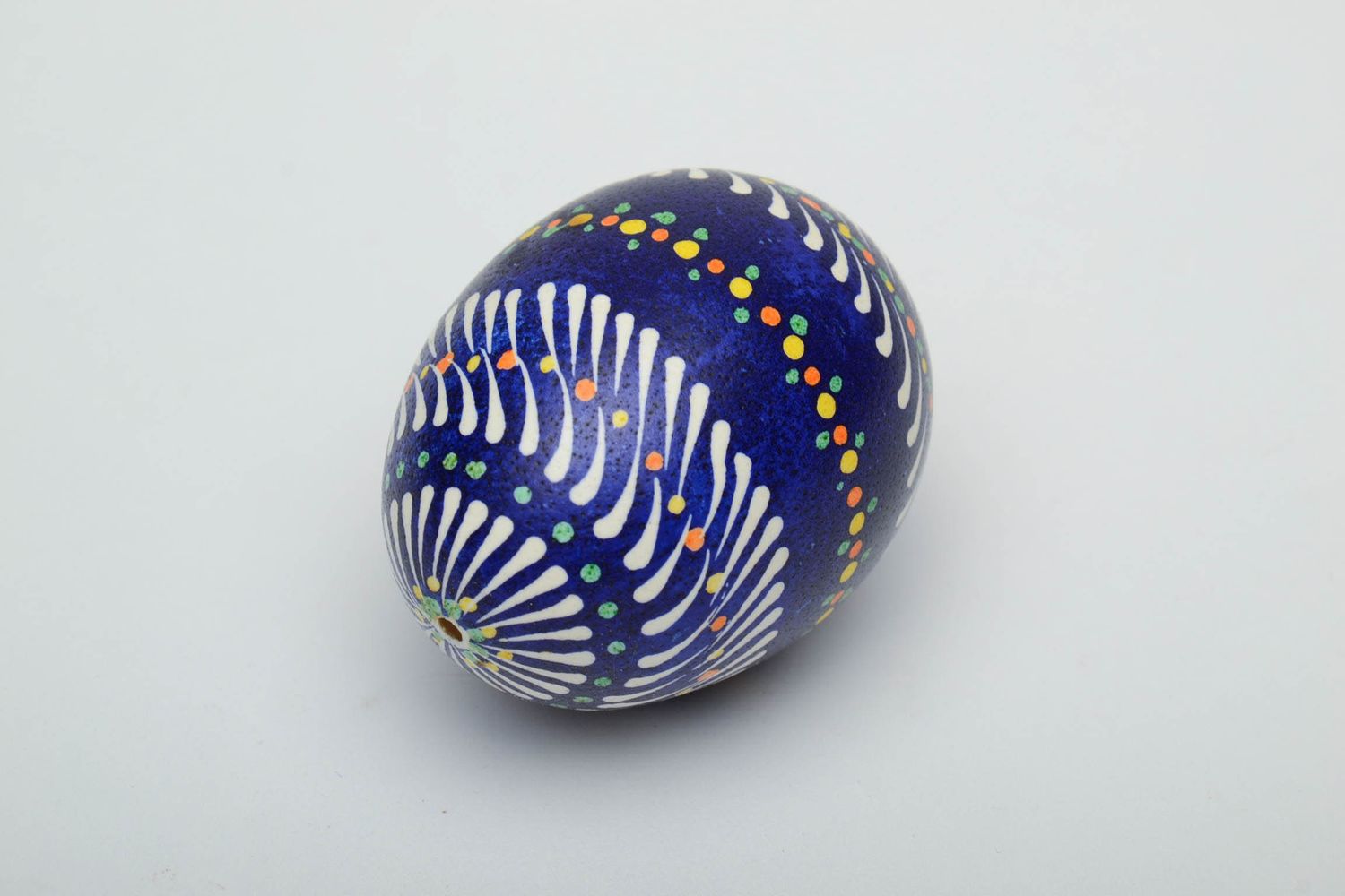 Пасхальное яйцо ручной работы синее лемковская роспись  фото 4
