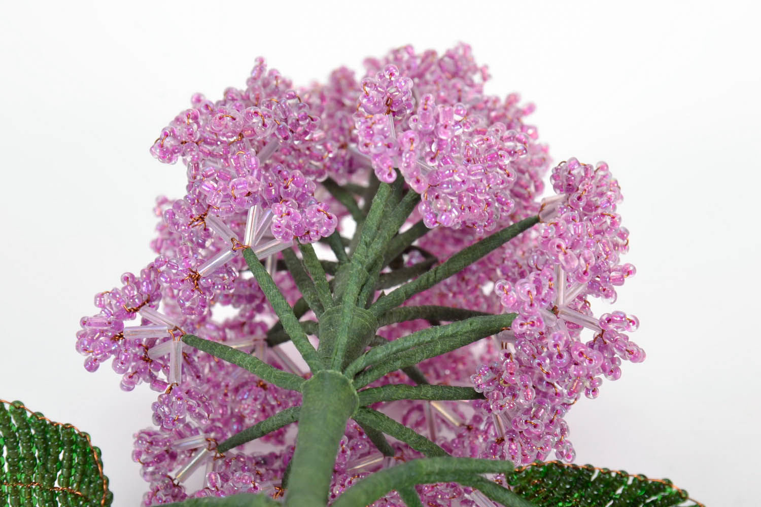 Decorative Lilac Branch Made of Beads photo 3
