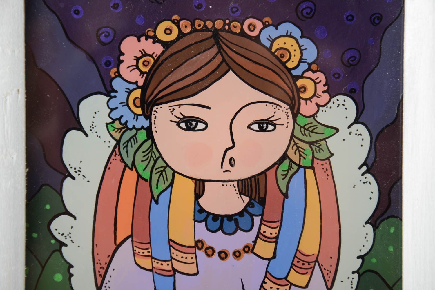 Картина масляными красками в деревянной раме с изображением женщины хэнд мейд фото 3