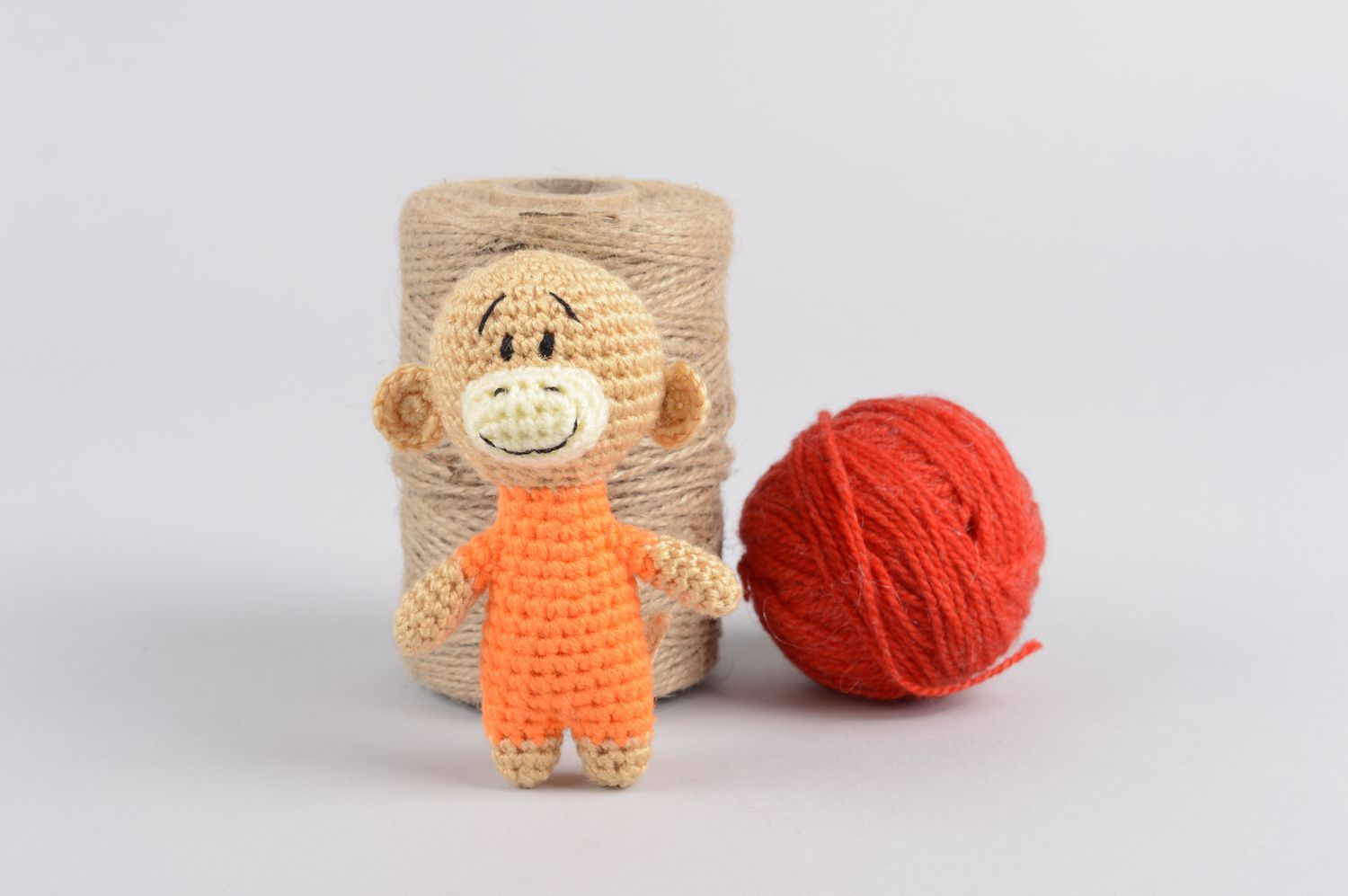 Мягкая игрушка ручной работы игрушка обезьянка вязаная игрушка акриловая фото 1