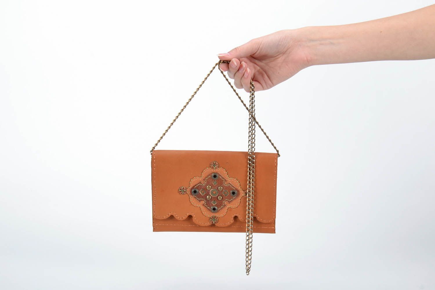 Leather bag with chain  photo 5