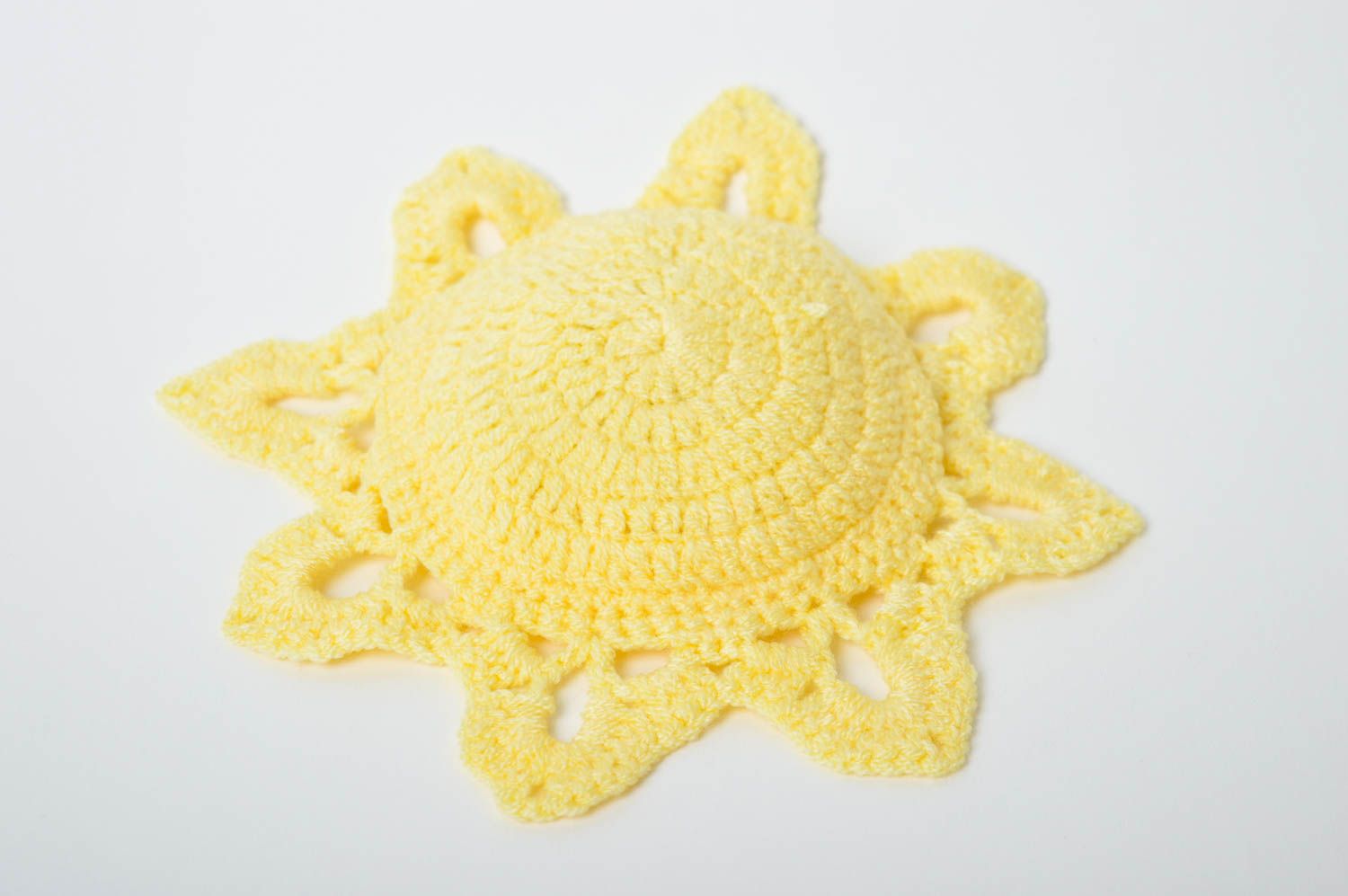 Flocon de neige tricot Déco fait main jaune design à suspendre Décoration Noël photo 3