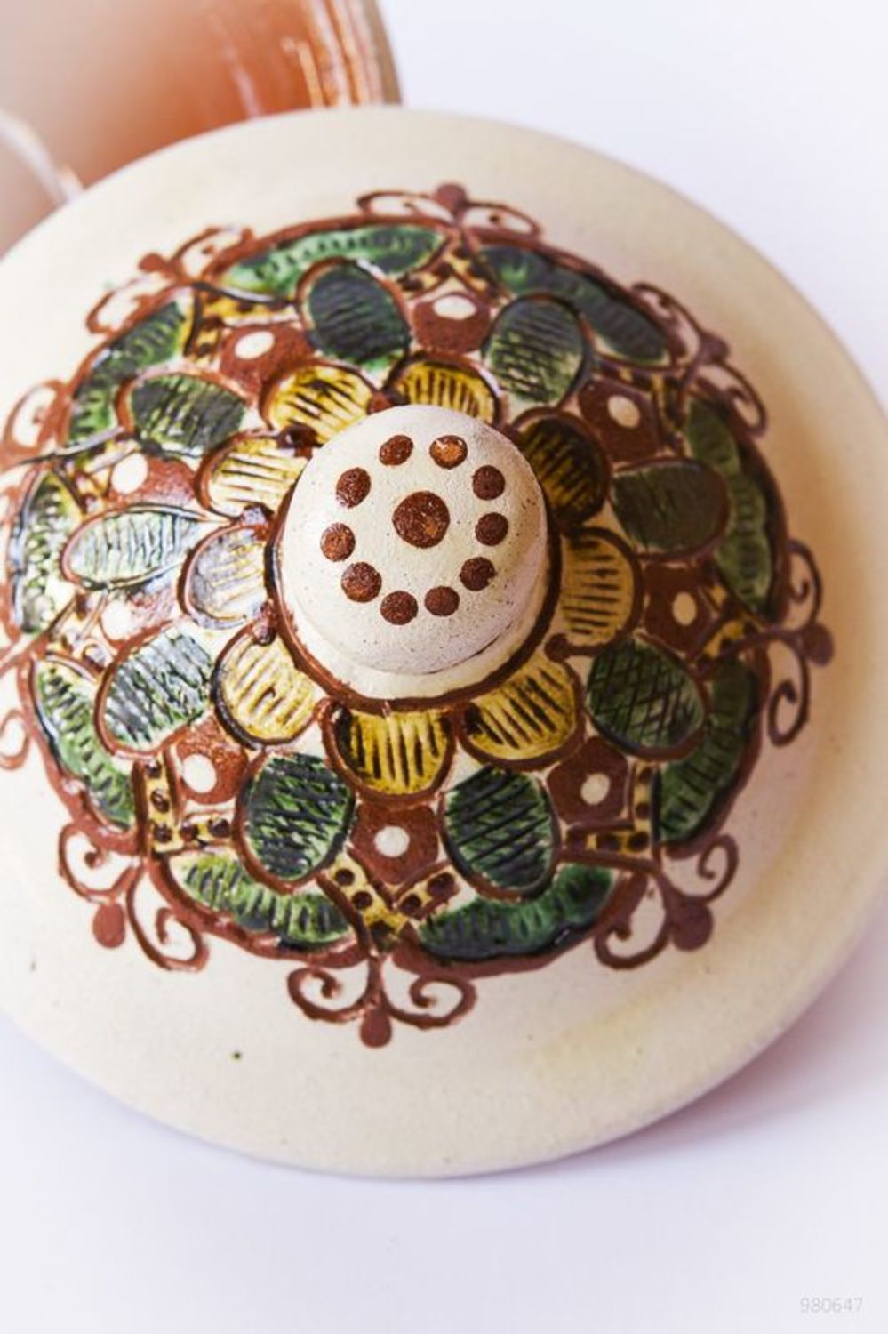 Ceramic sugar bowl with pattern photo 5
