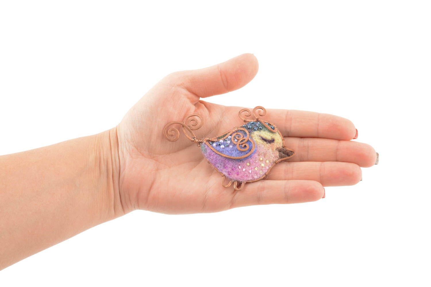 Handmade brooch bird brooch woolen brooch copper brooch design jewelry girl gift photo 5