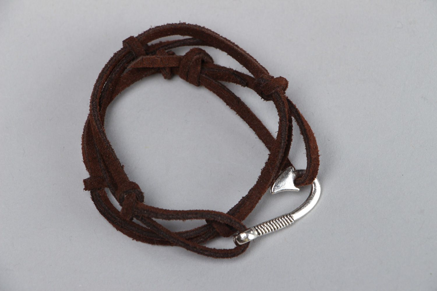 Handmade woven artificial suede wrist bracelet photo 1