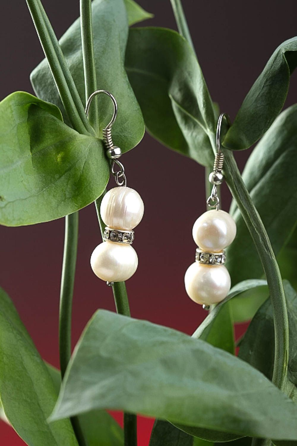 Pendientes originales con perlas elegantes bisutería artesanal regalo para mujer foto 1
