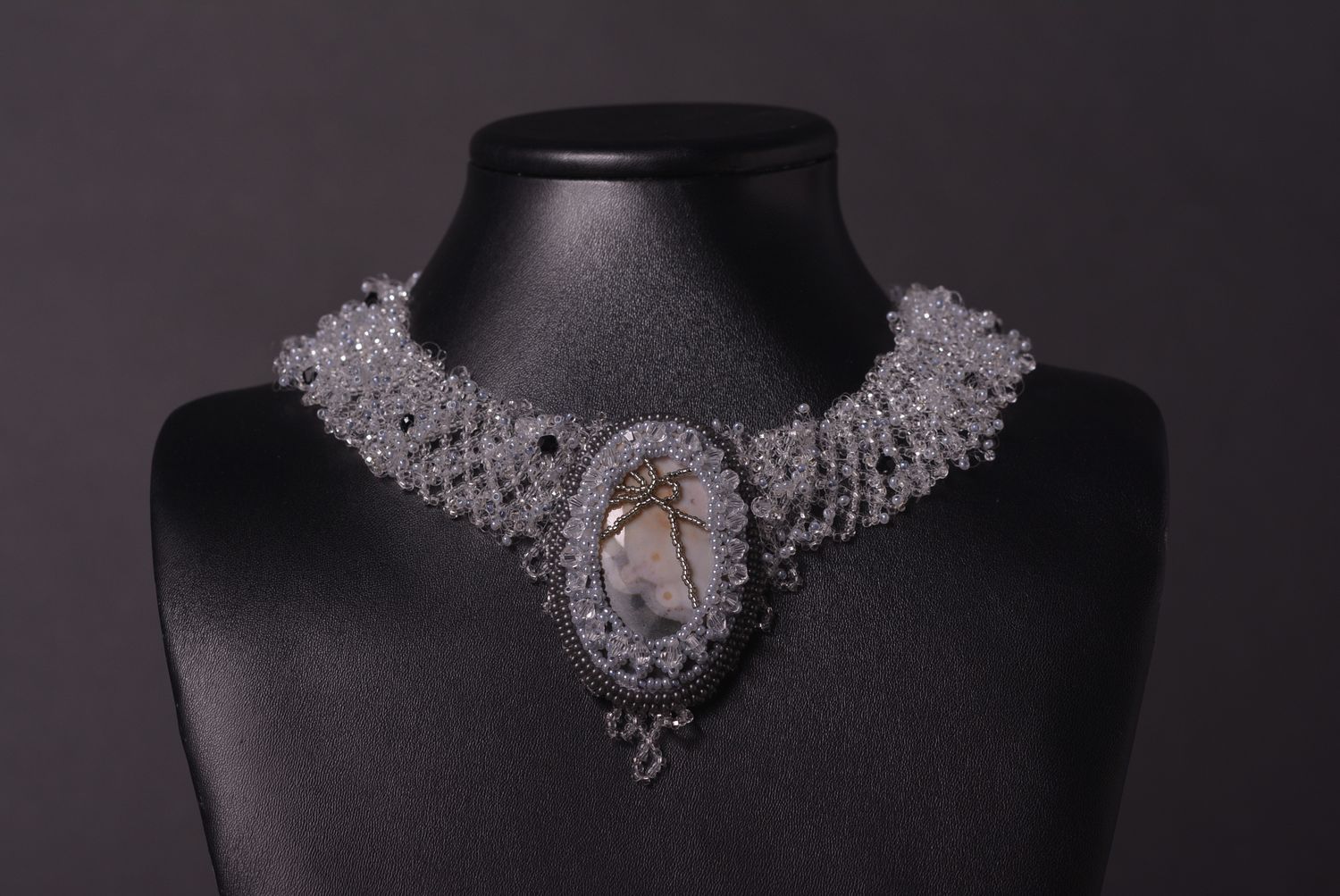 Handmade designer necklace unusual stunning necklace black elegant jewelry photo 3