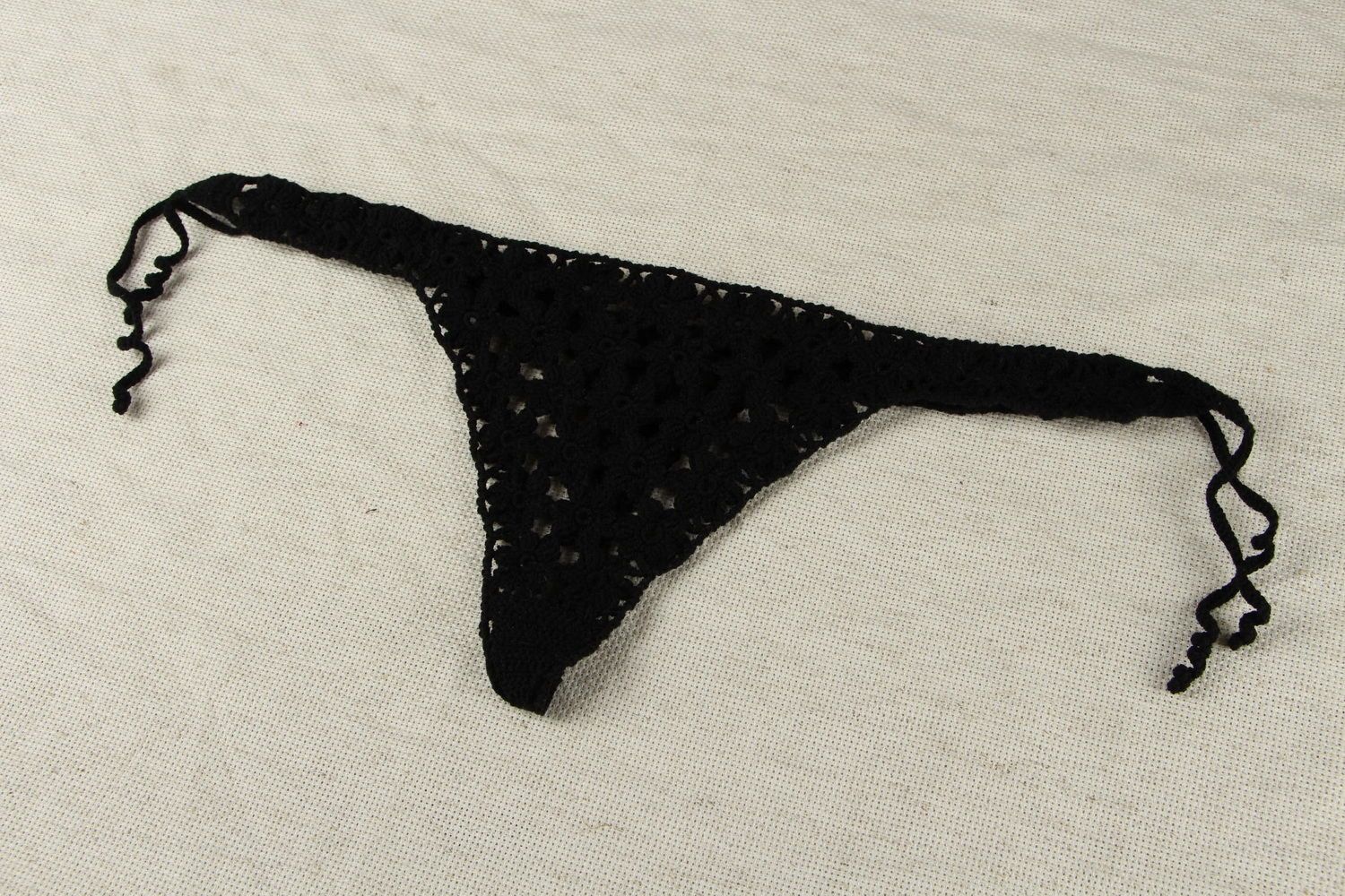 String noir tricoté au crochet fait main photo 1