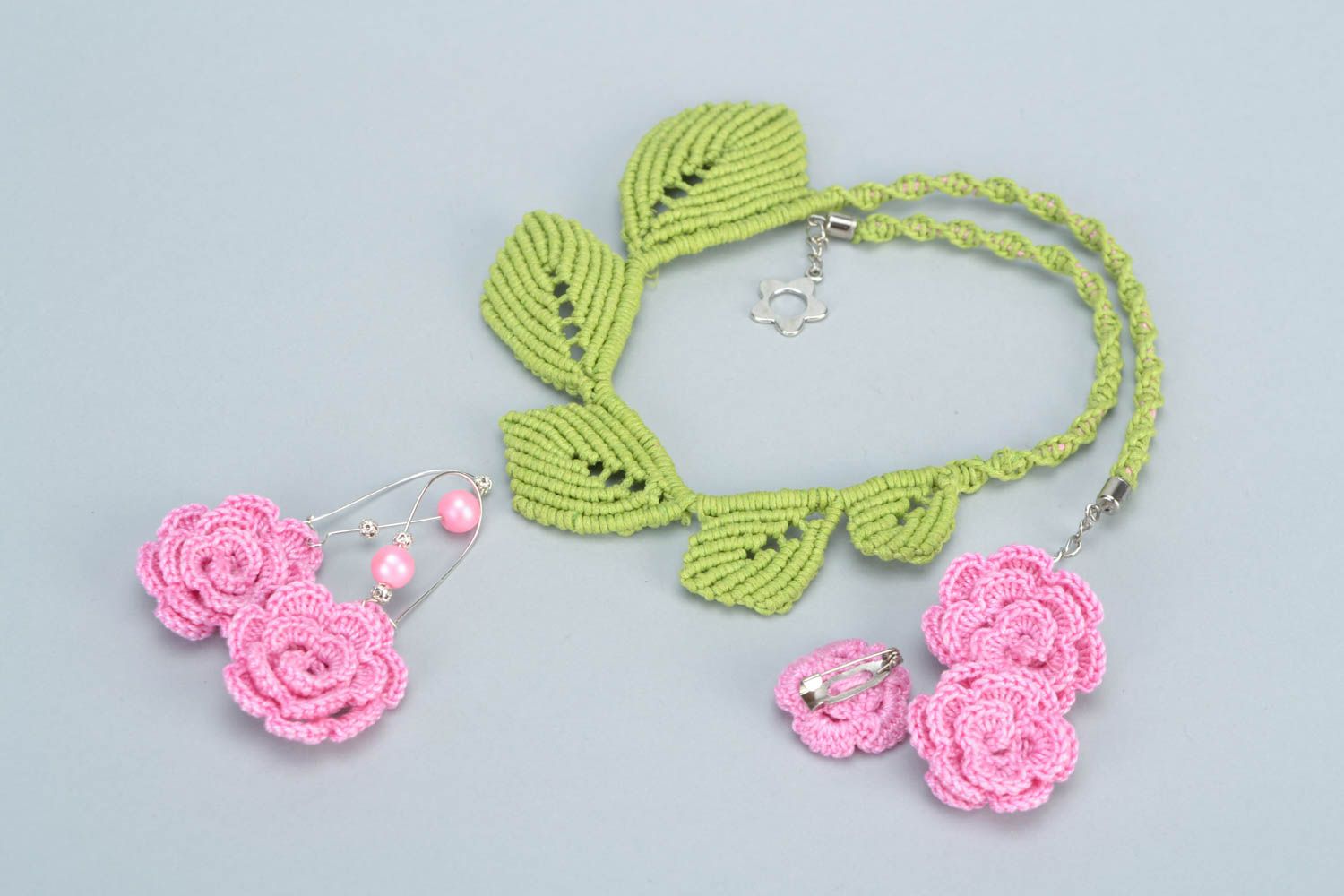 Beautiful gentle handmade designer jewelry set soft necklace and earrings for girls photo 4