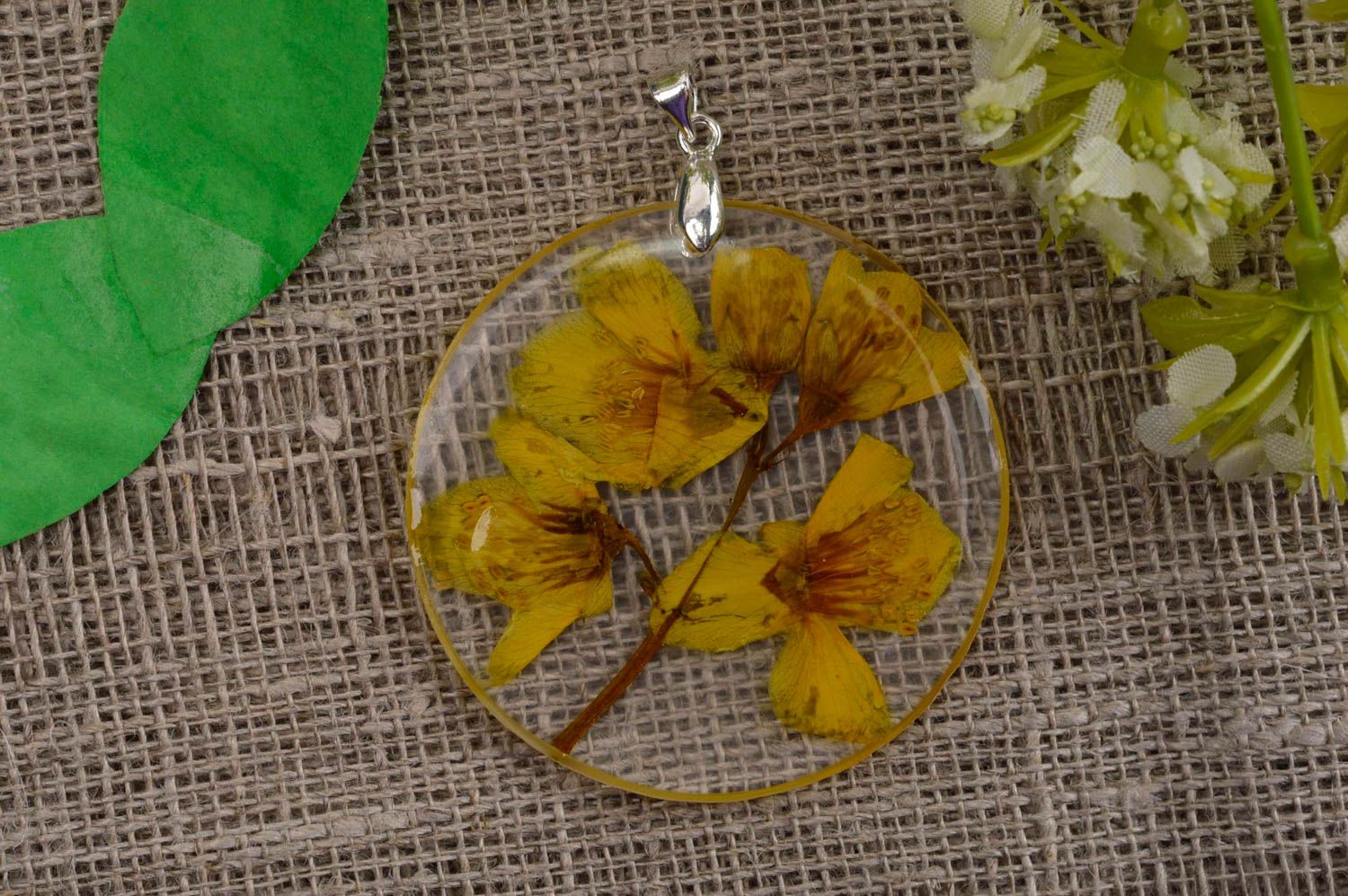 Unusual handmade epoxy pendant botanical jewelry designs gifts for her photo 1