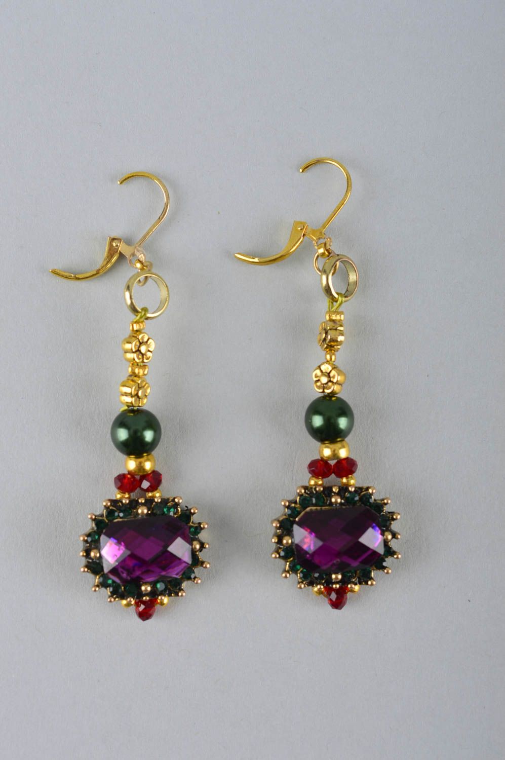 Stylish designer earrings unique handmade bijouterie adornment present for woman photo 5