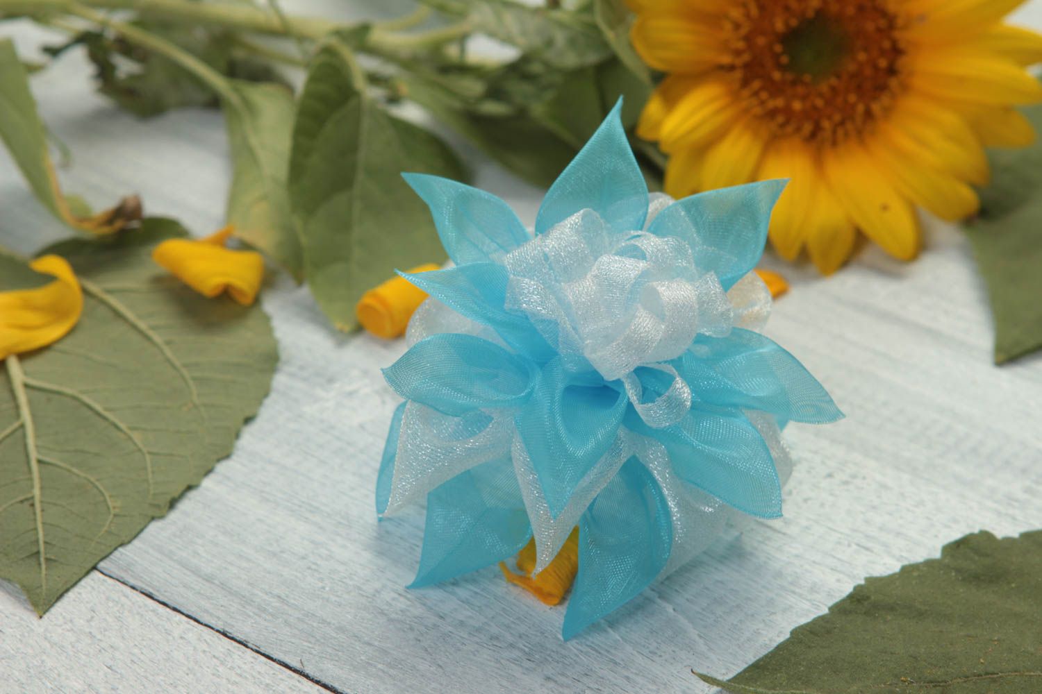 Handmade hair scrunchie flower hair tie hair accessories for girls handmade gift photo 1
