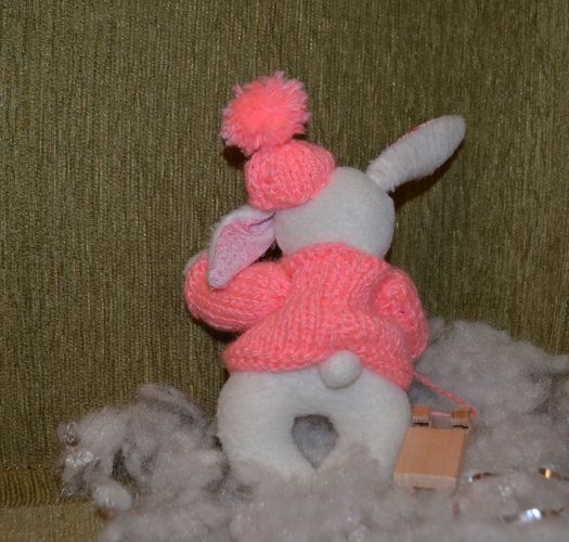Handmade soft toy hare in sweater children's gift photo 3
