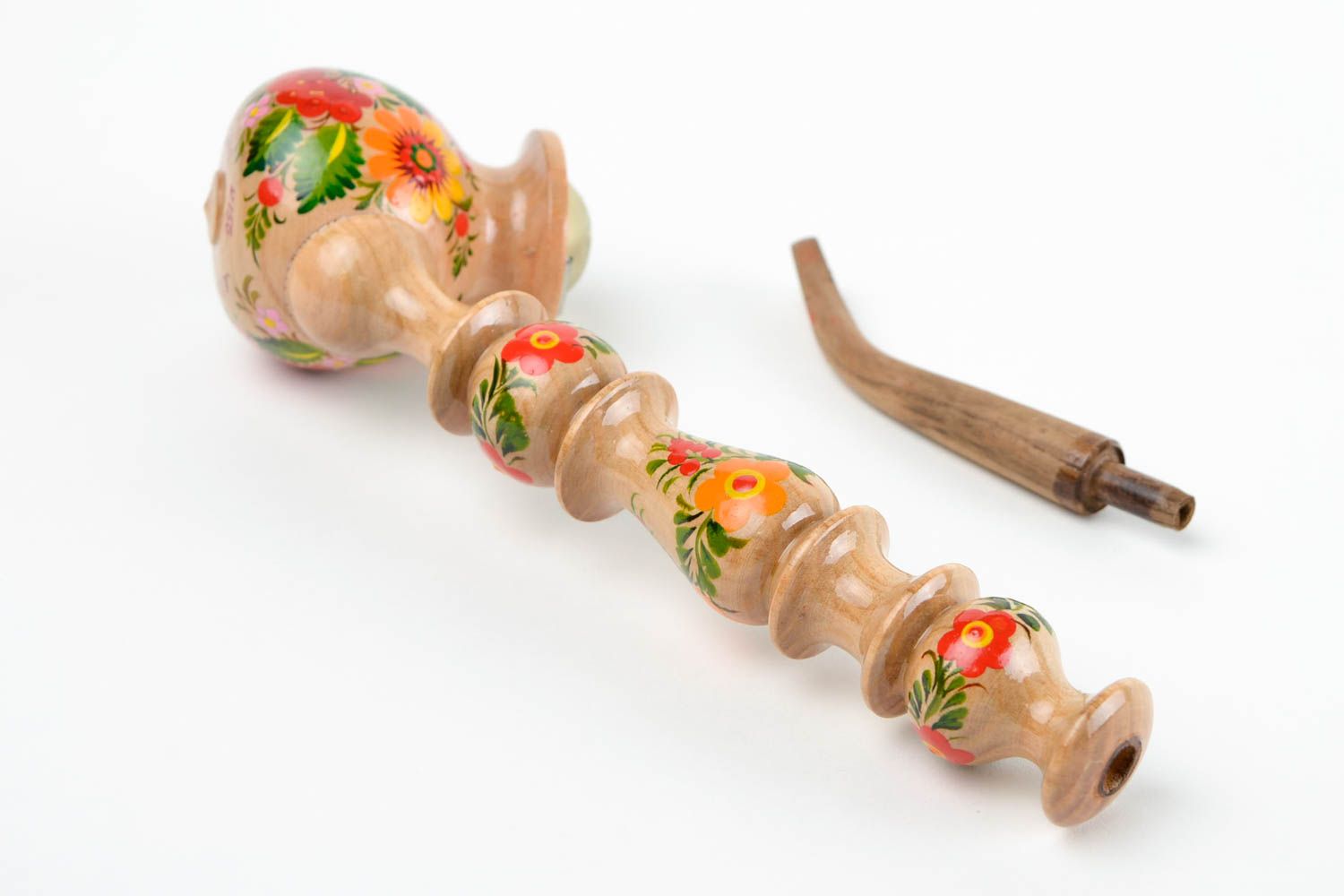 Handmade decorative pipe unusual wooden pipe painted pipe for smoking photo 5