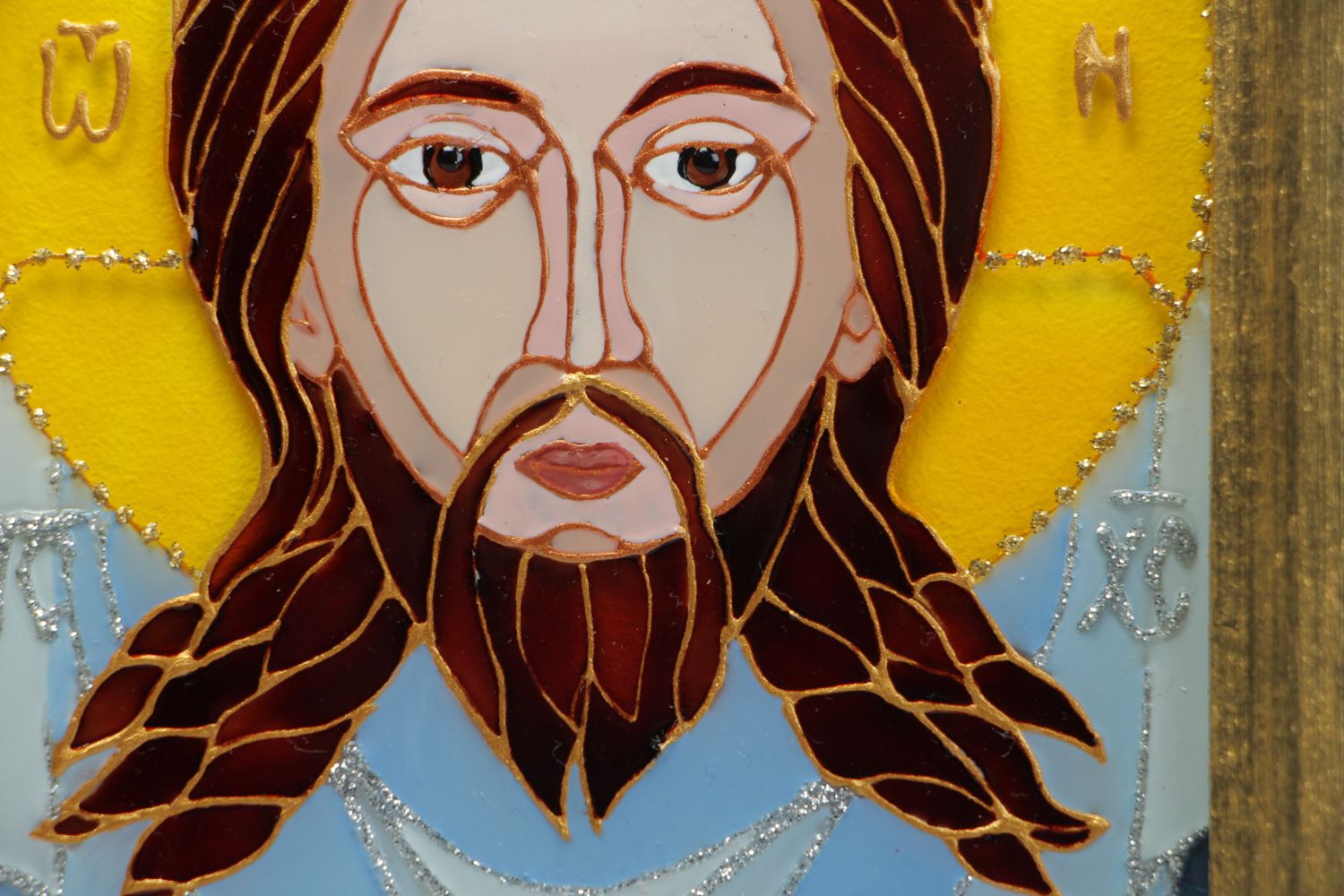 Икона Иисуса Христа Спас Нерукотворный стеклянная в раме  фото 3