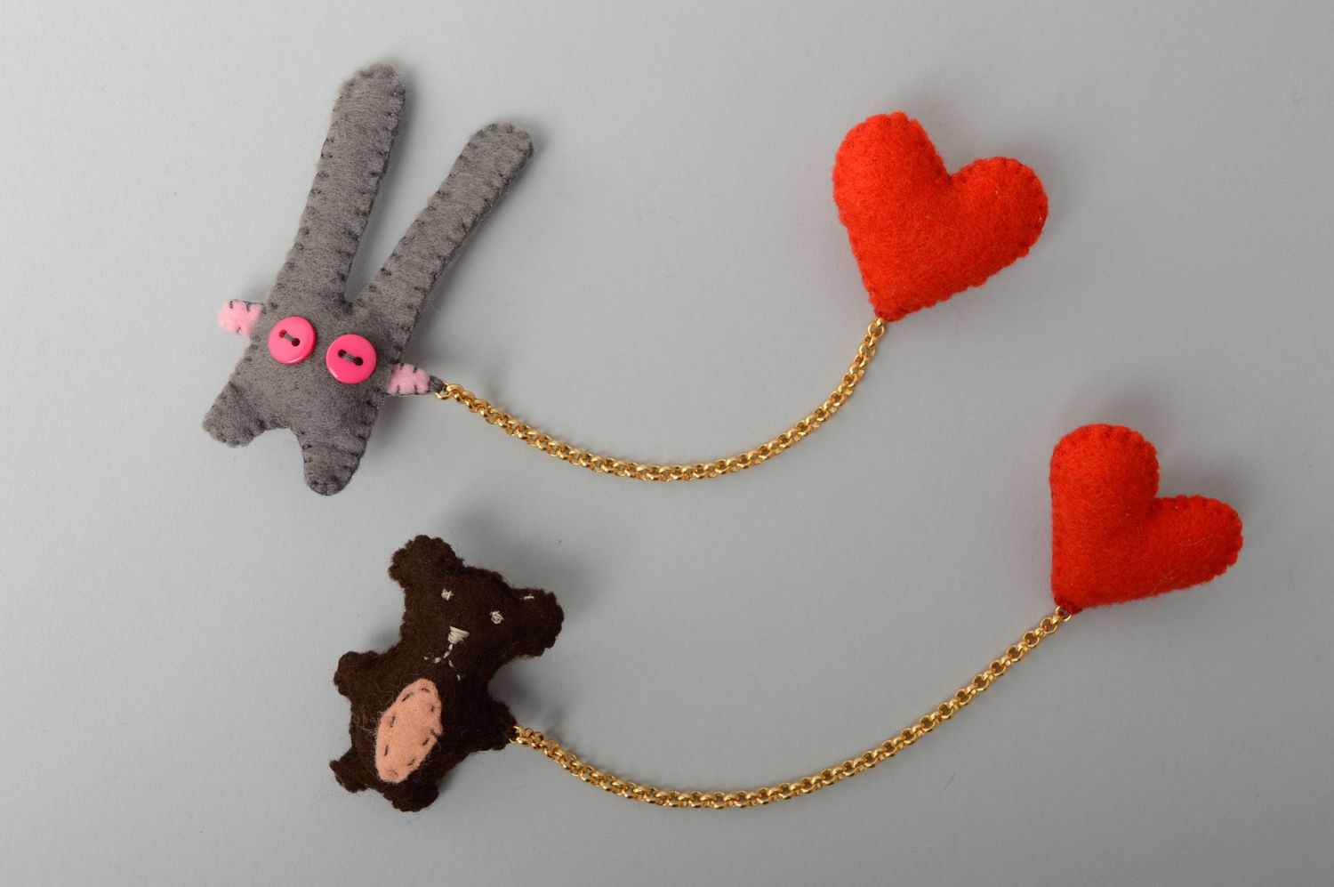 Handmade fabric brooch Rabbit with Heart photo 5