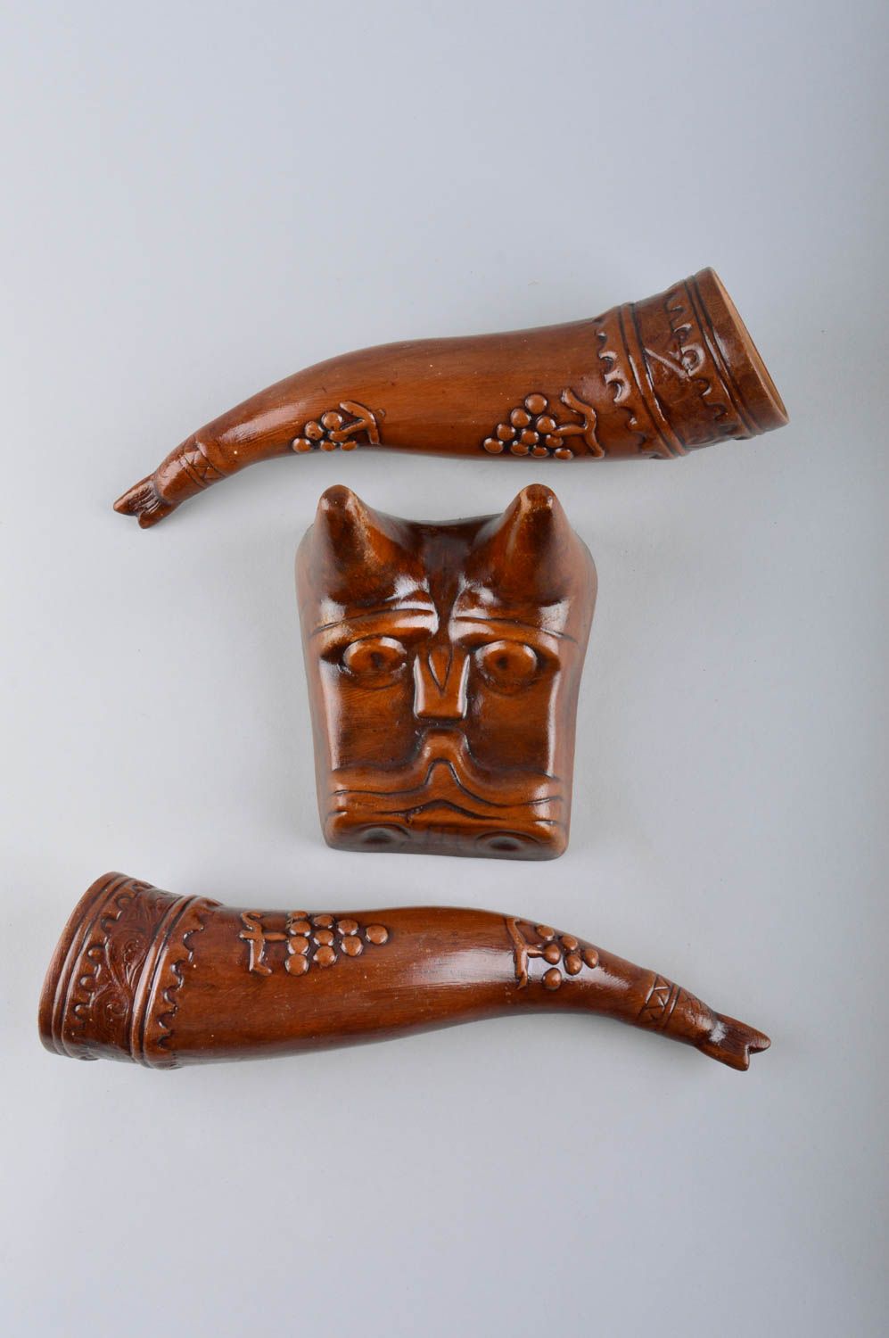 Trink Horn Keramik Behälter Set 2 Stück Geschenk für Männer Geschirr Ton  foto 5