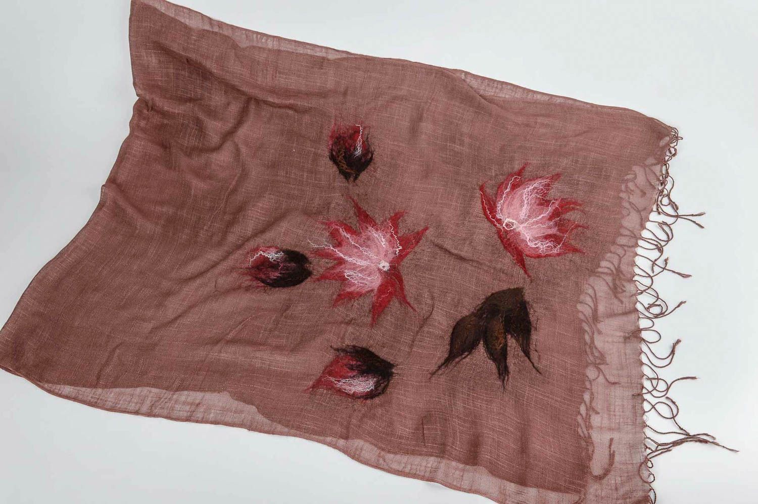 Beautiful handmade felted wool scarf silk scarf fashion shawl gifts for her photo 2