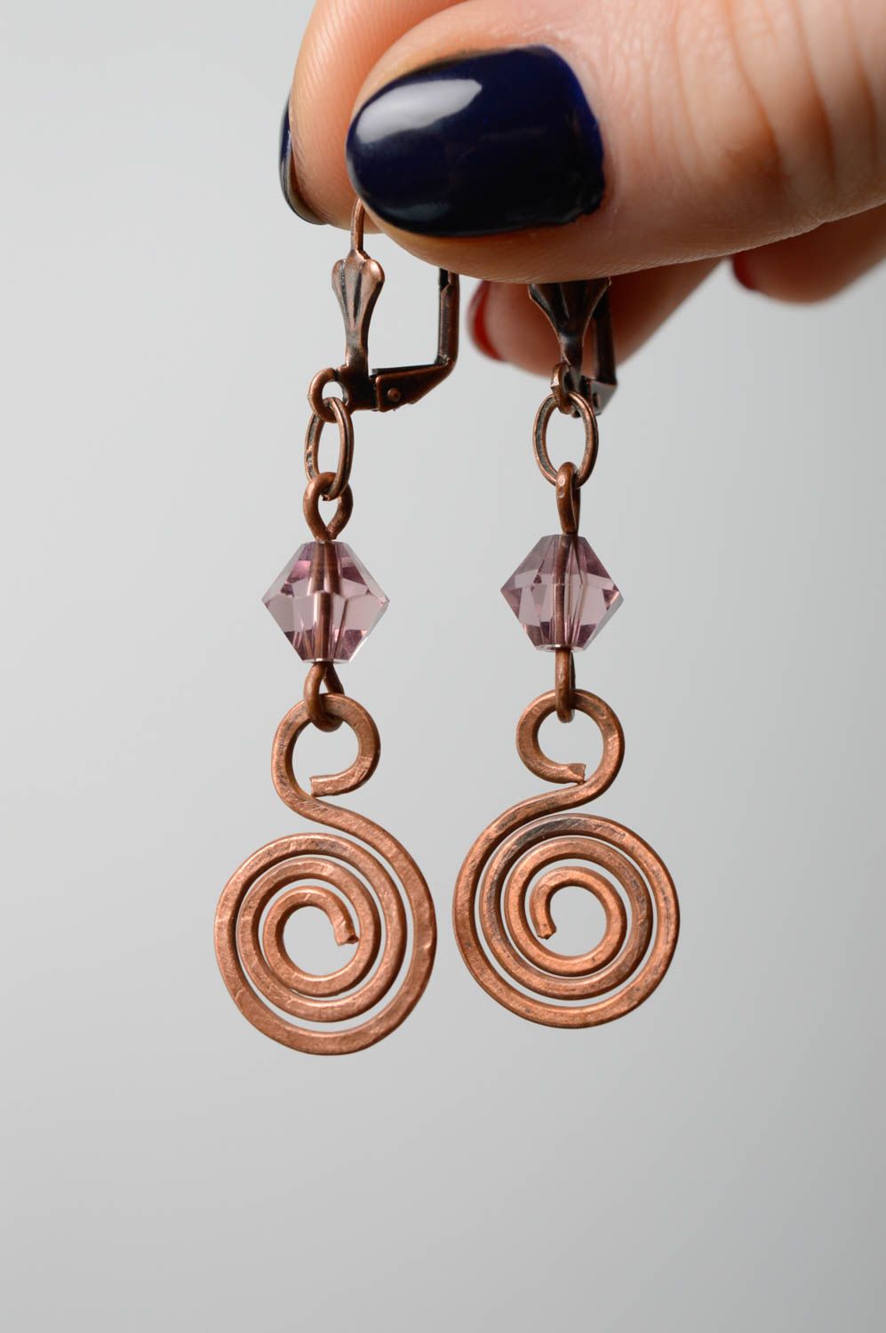 Copper earrings made using wire wrap technqiue photo 5