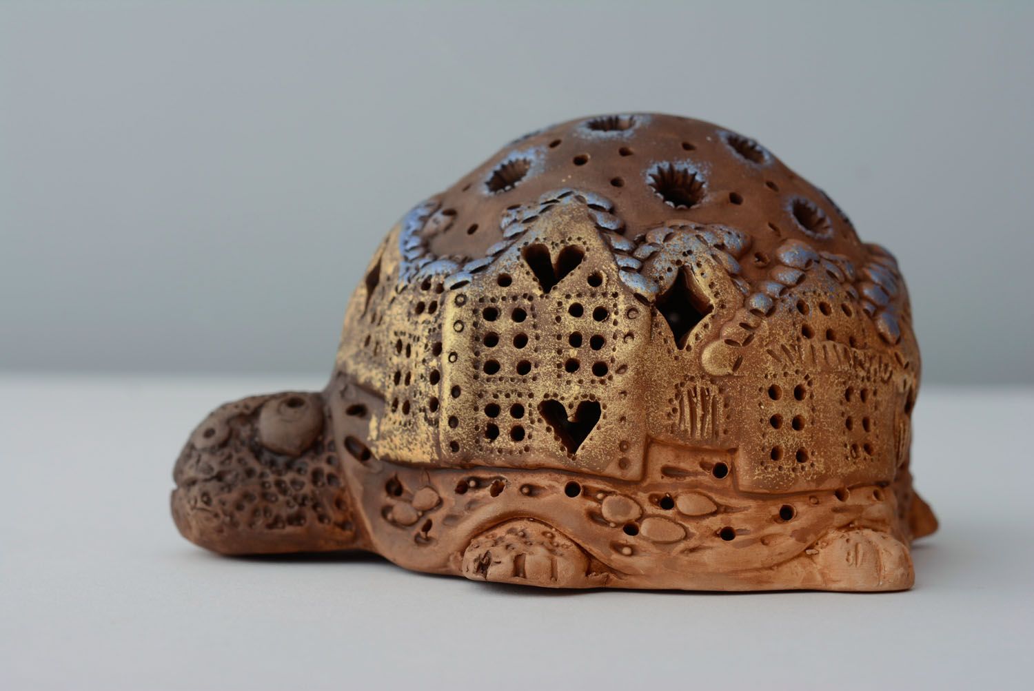 6 inch turtle shape ceramic tin candle holder 0,84 lb photo 2