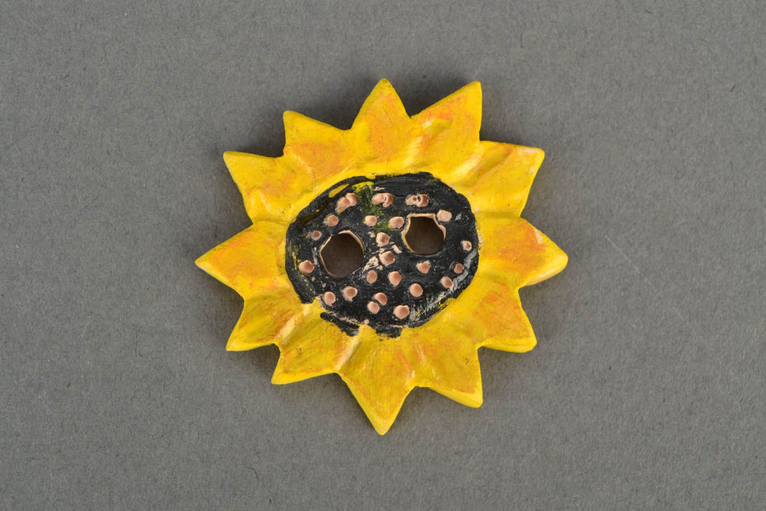 Ceramic button Sunflower photo 3