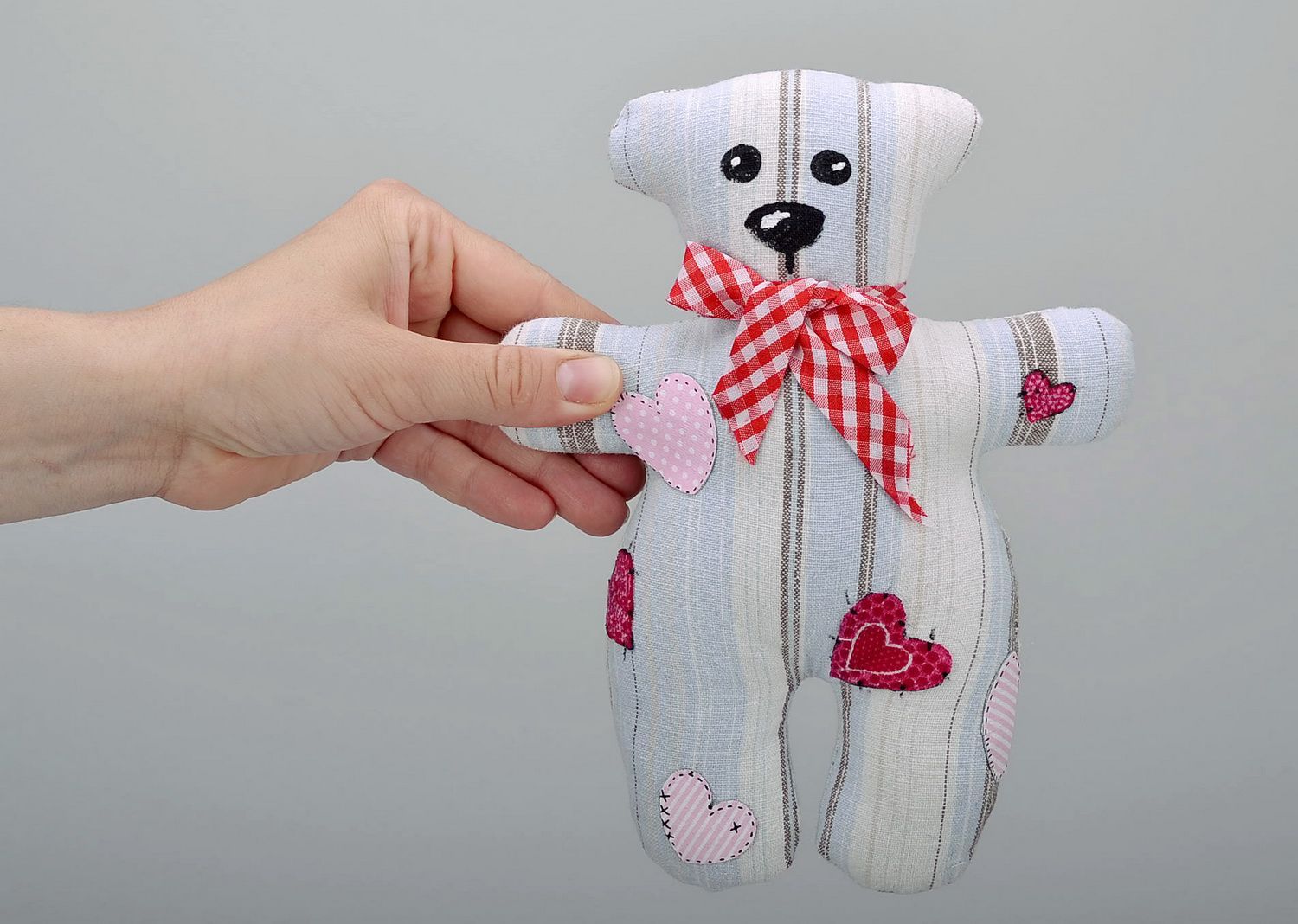 Fabric toy Bear with a bow photo 4