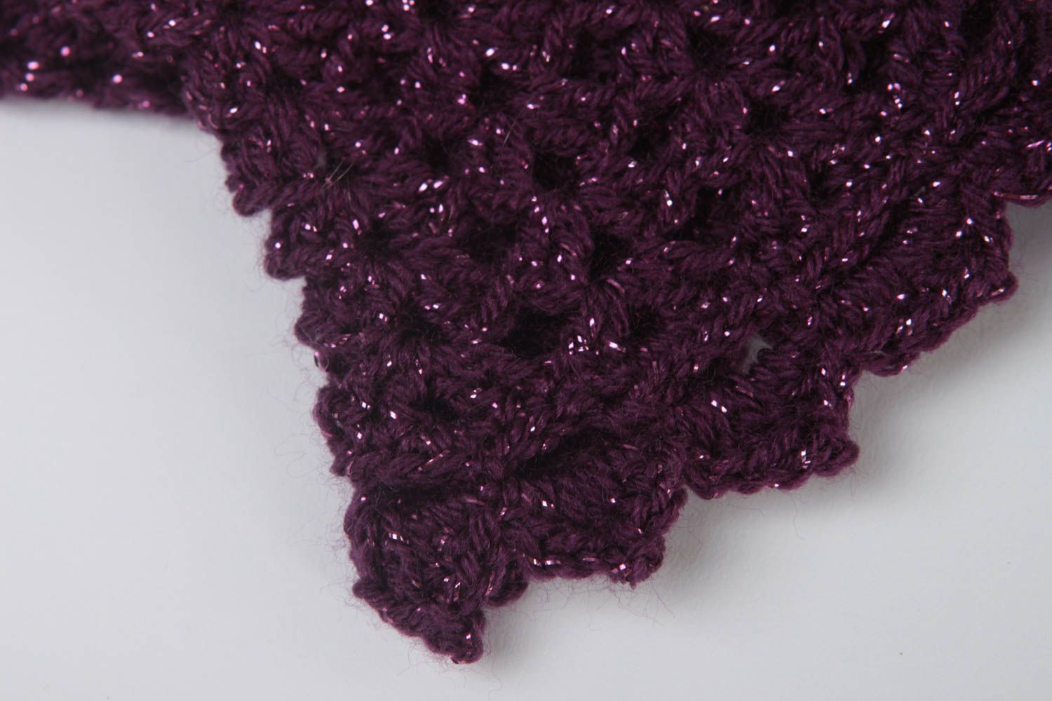 Mitaines tricot Gants mitaines fait main Accessoire femme violettes au crochet photo 4