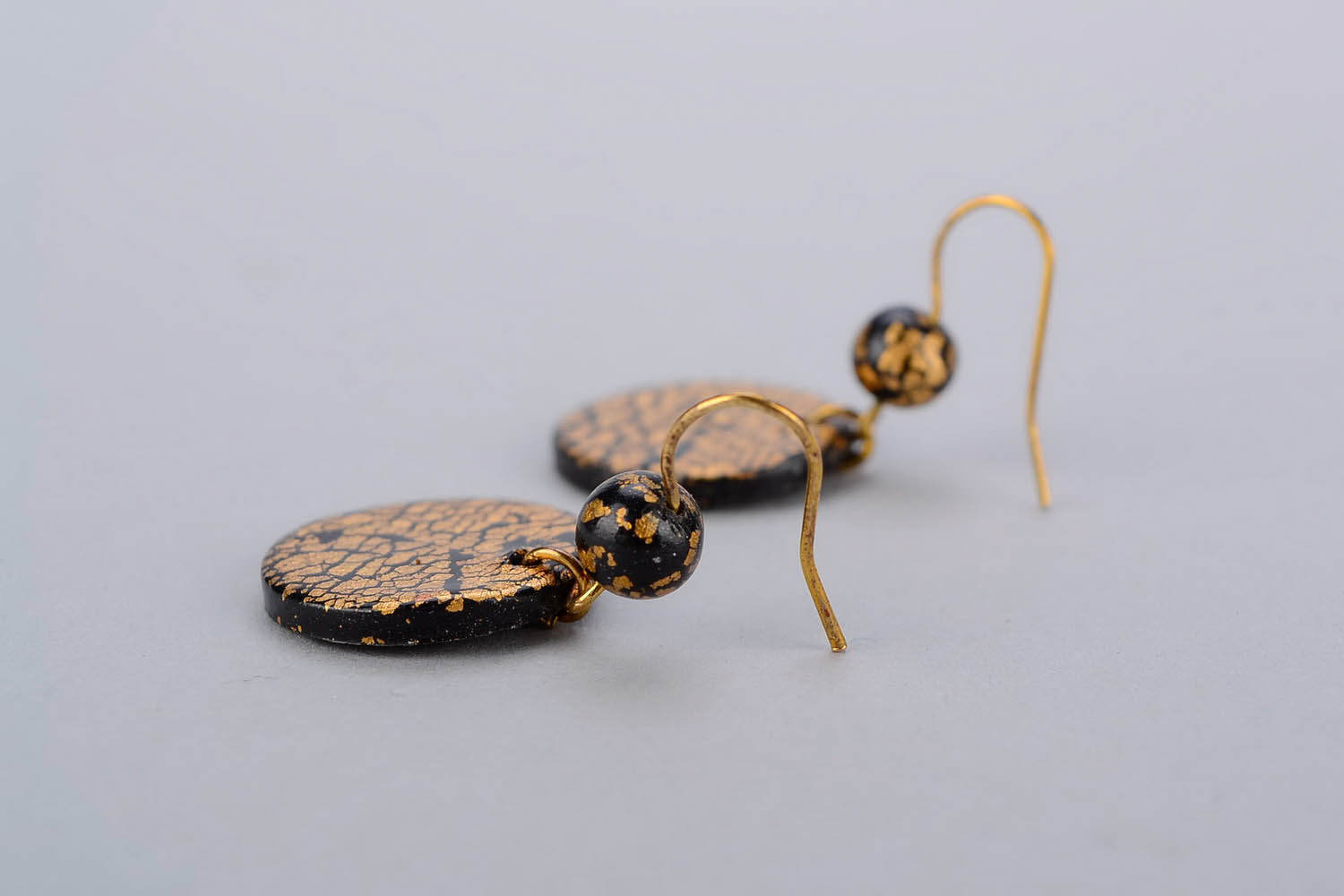 Earrings made of polymer clay with gilding photo 4