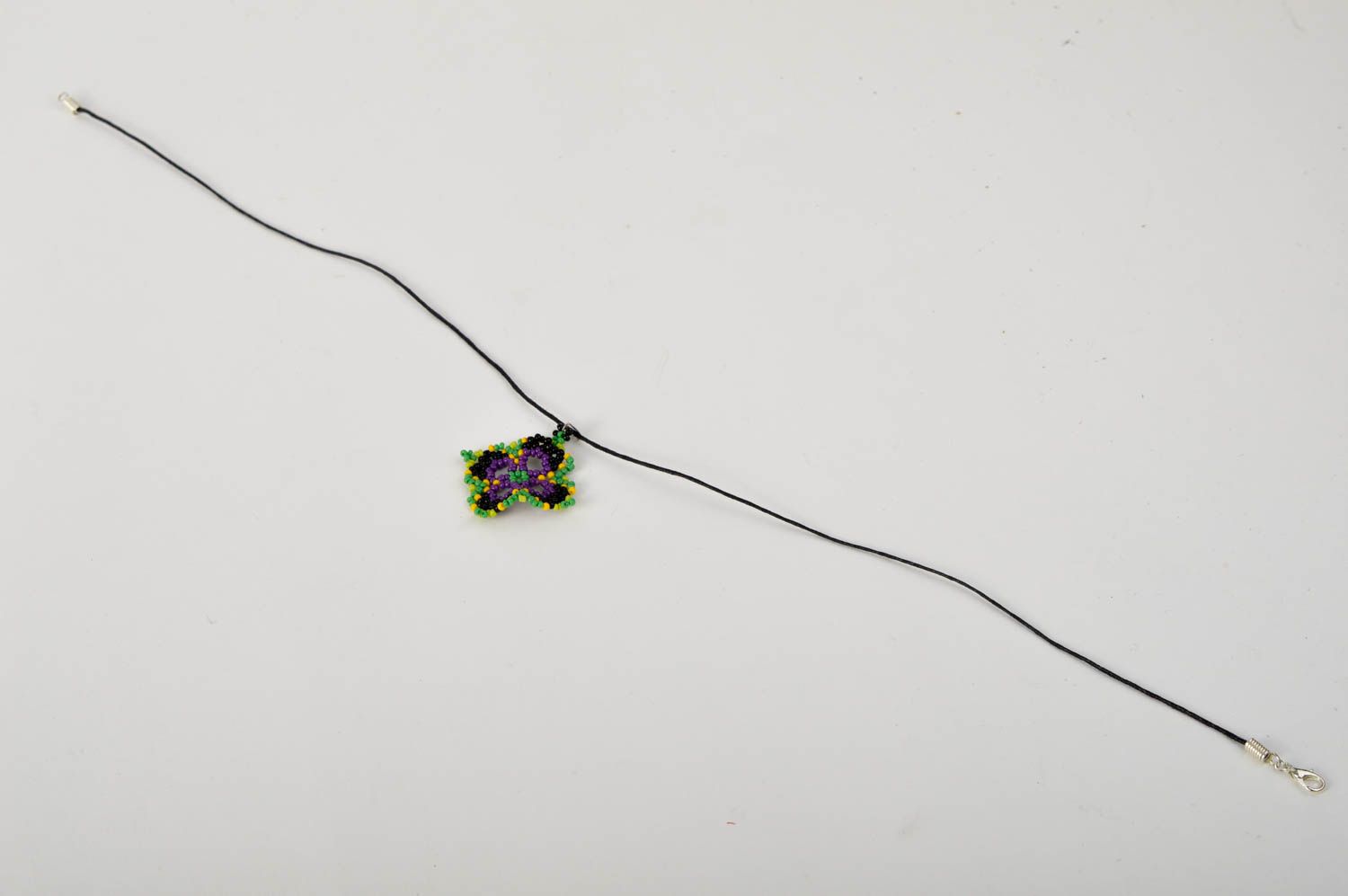 Кулон ручной работы яркое цветочное украшение на шею модная бижутерия на шнурке фото 2