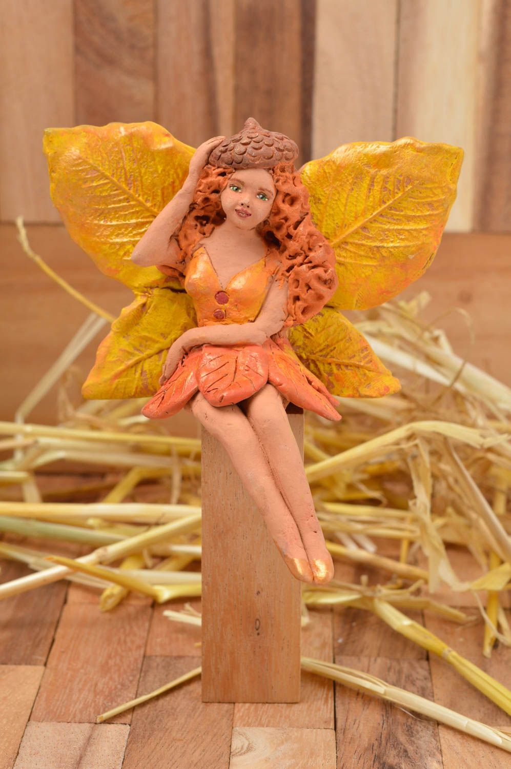 Figurine fée faite main Décoration de pot de fleur en céramique Idée déco photo 1